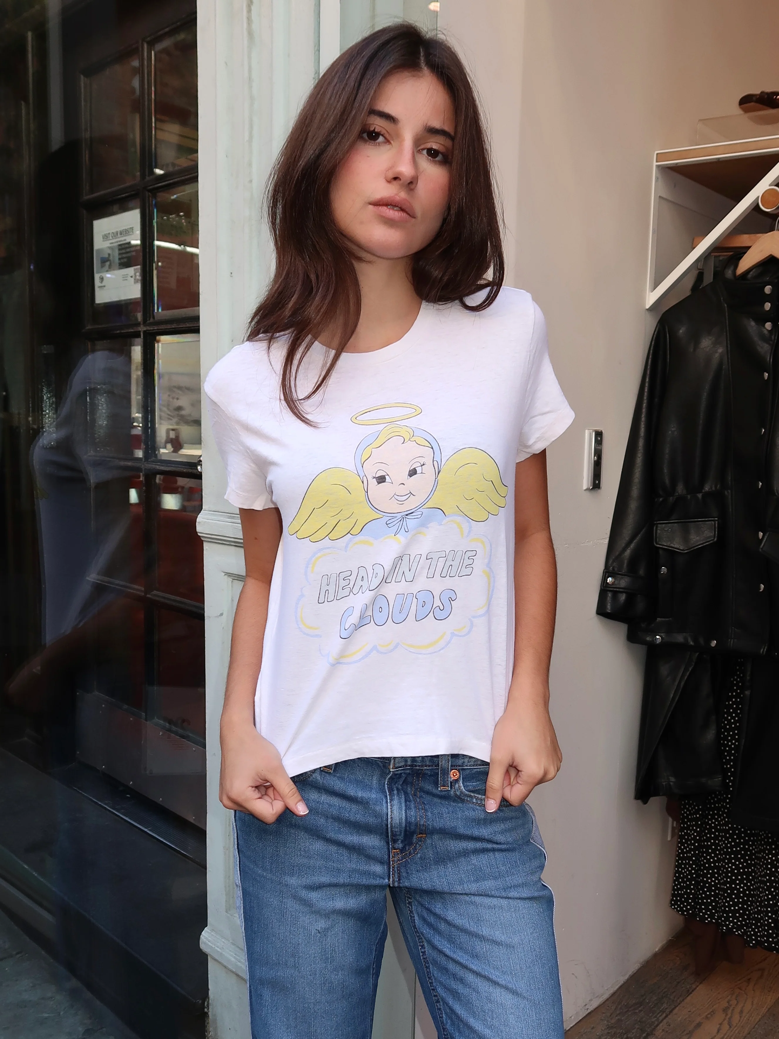 50's Boxy Tee Clouds in Vintage White