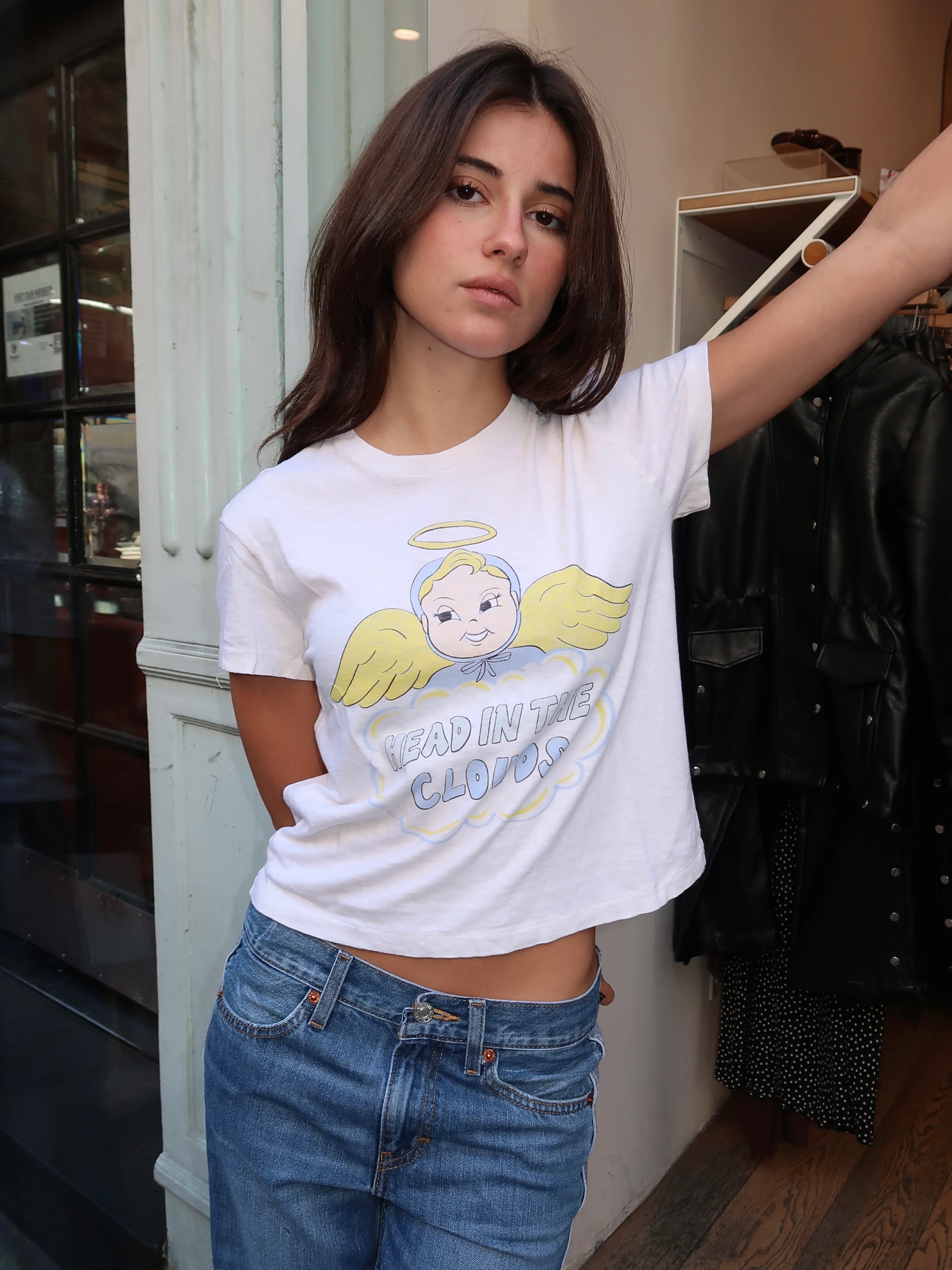 50's Boxy Tee Clouds in Vintage White - Image 2