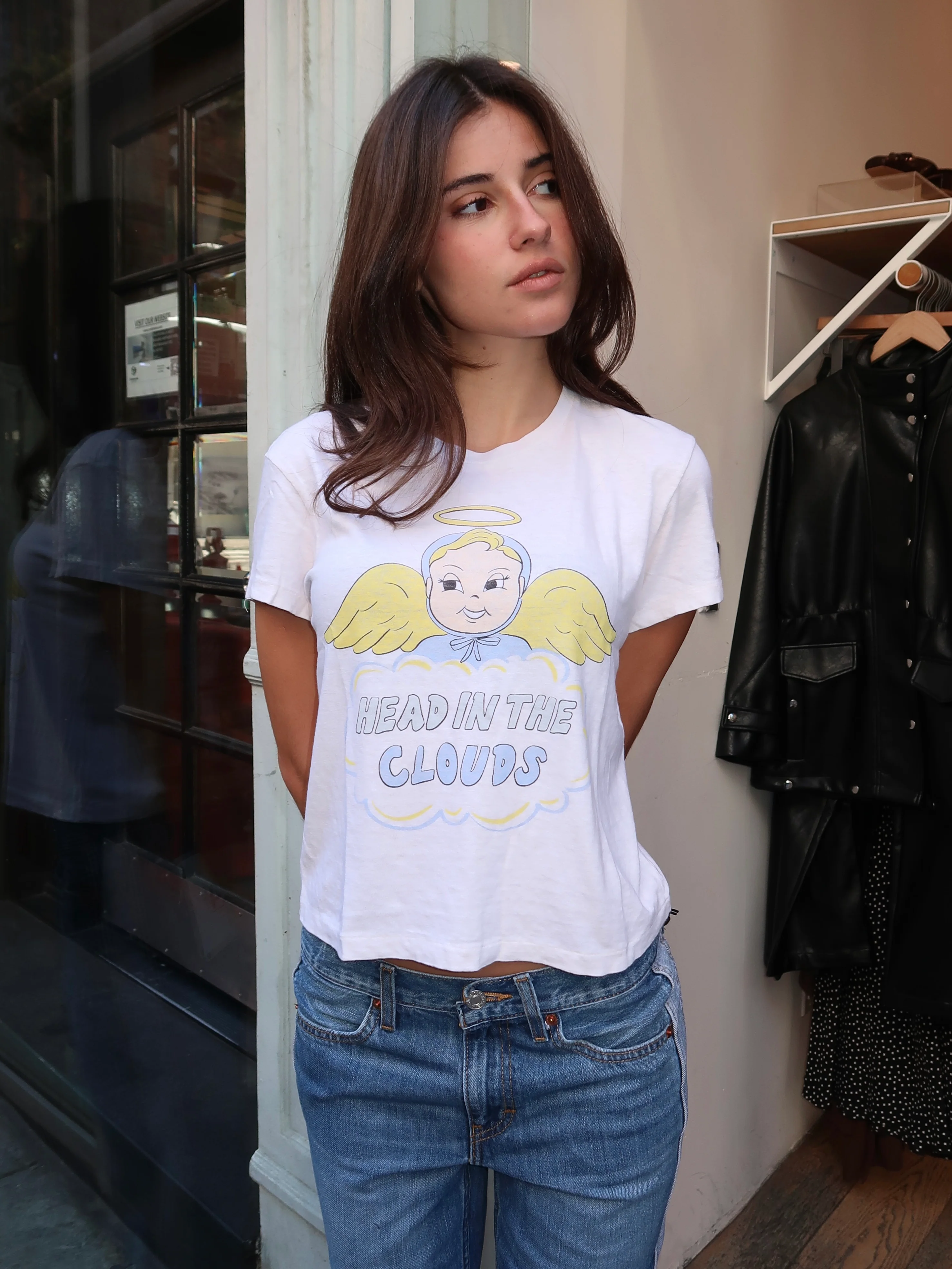 50's Boxy Tee Clouds in Vintage White - Image 4