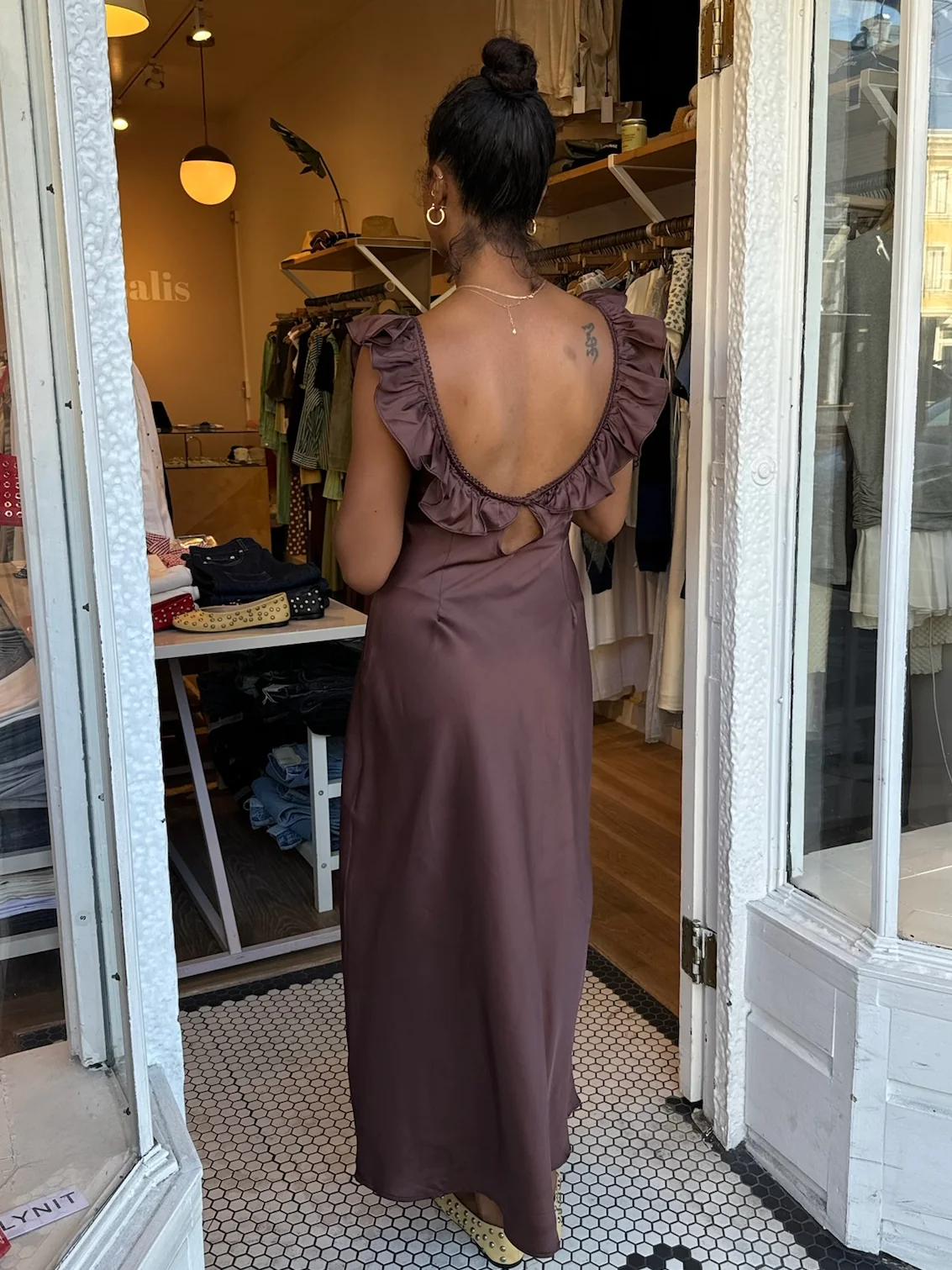 Abigail Maxi Dress in Brown - Image 3