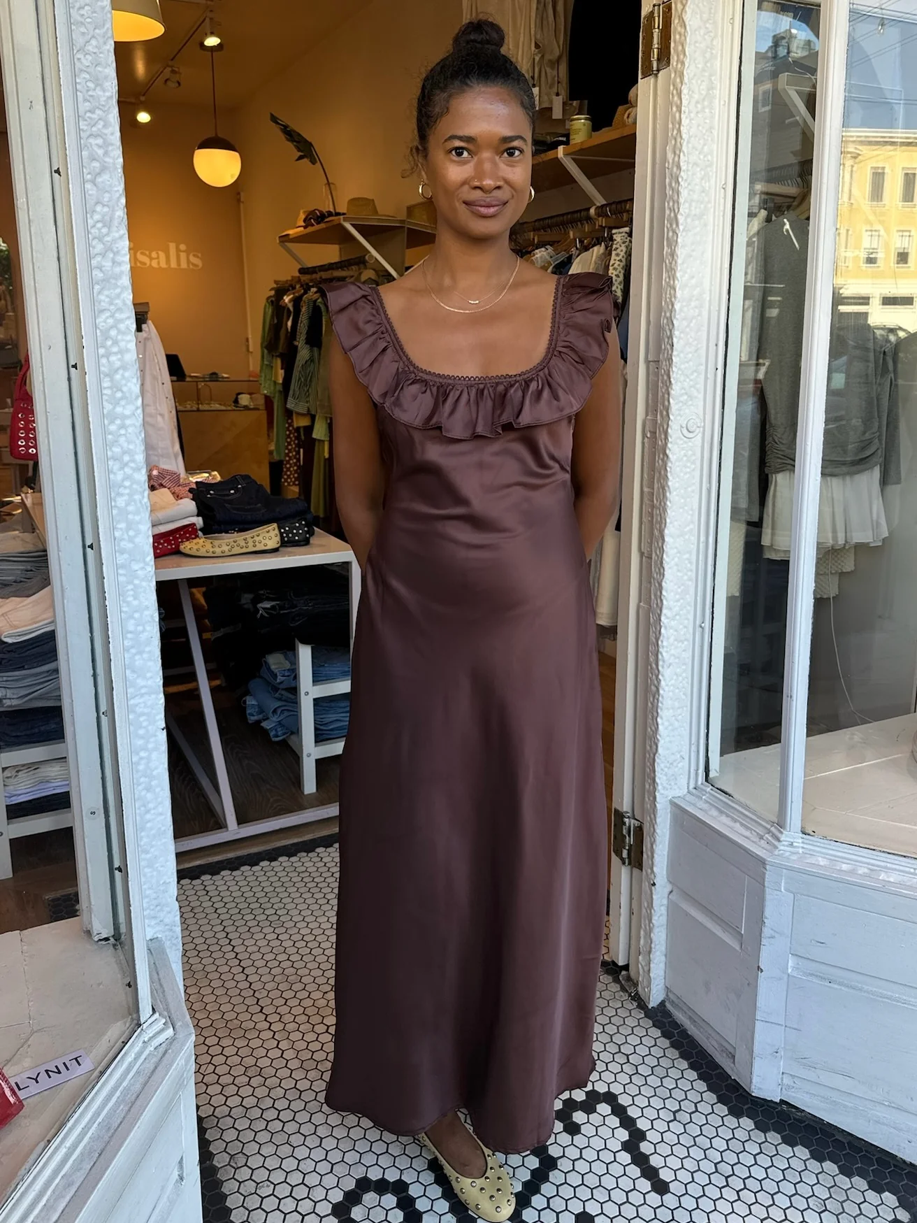 Abigail Maxi Dress in Brown - Image 4