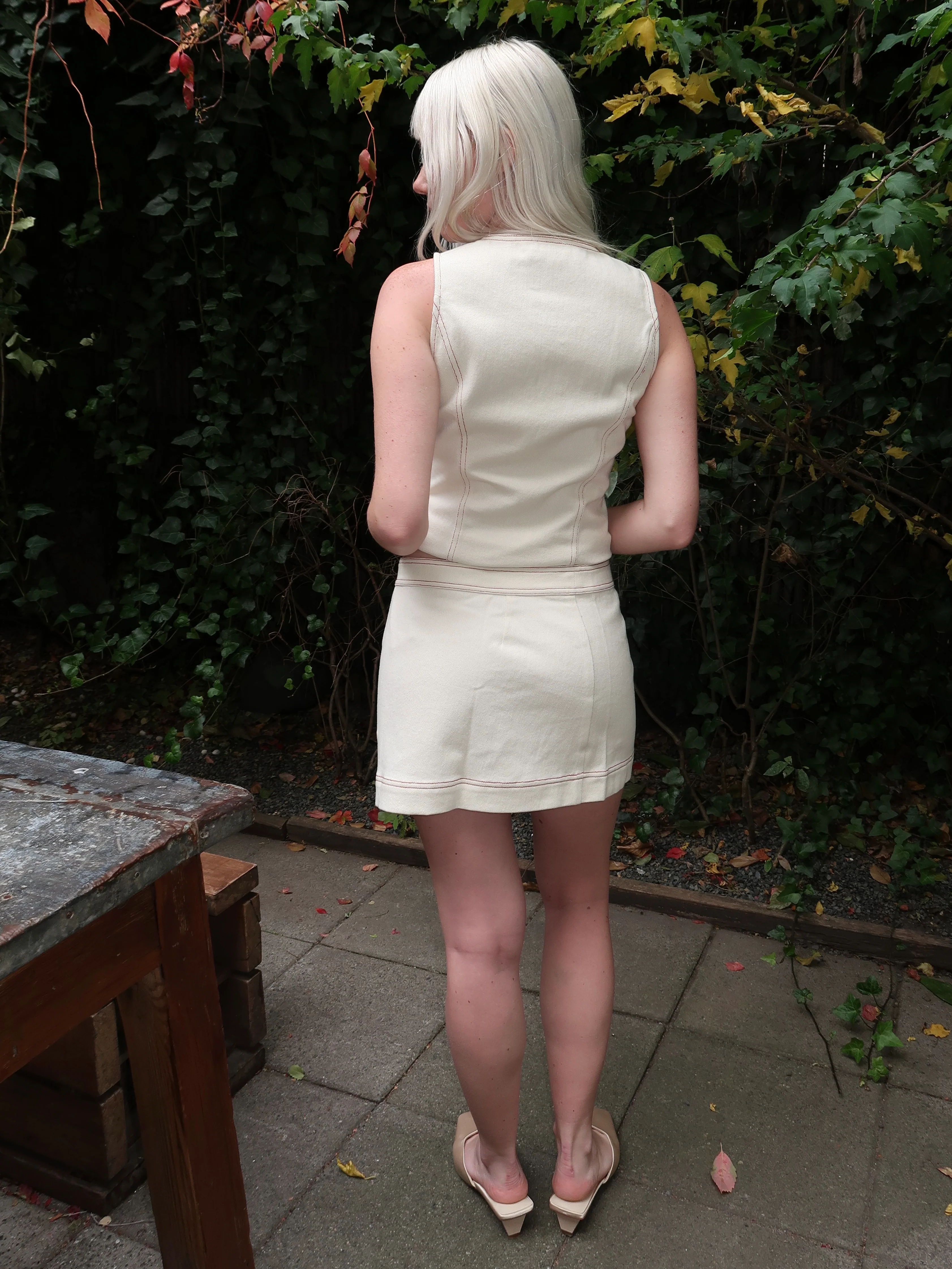Aggie Denim Skirt in Ecru - Image 3