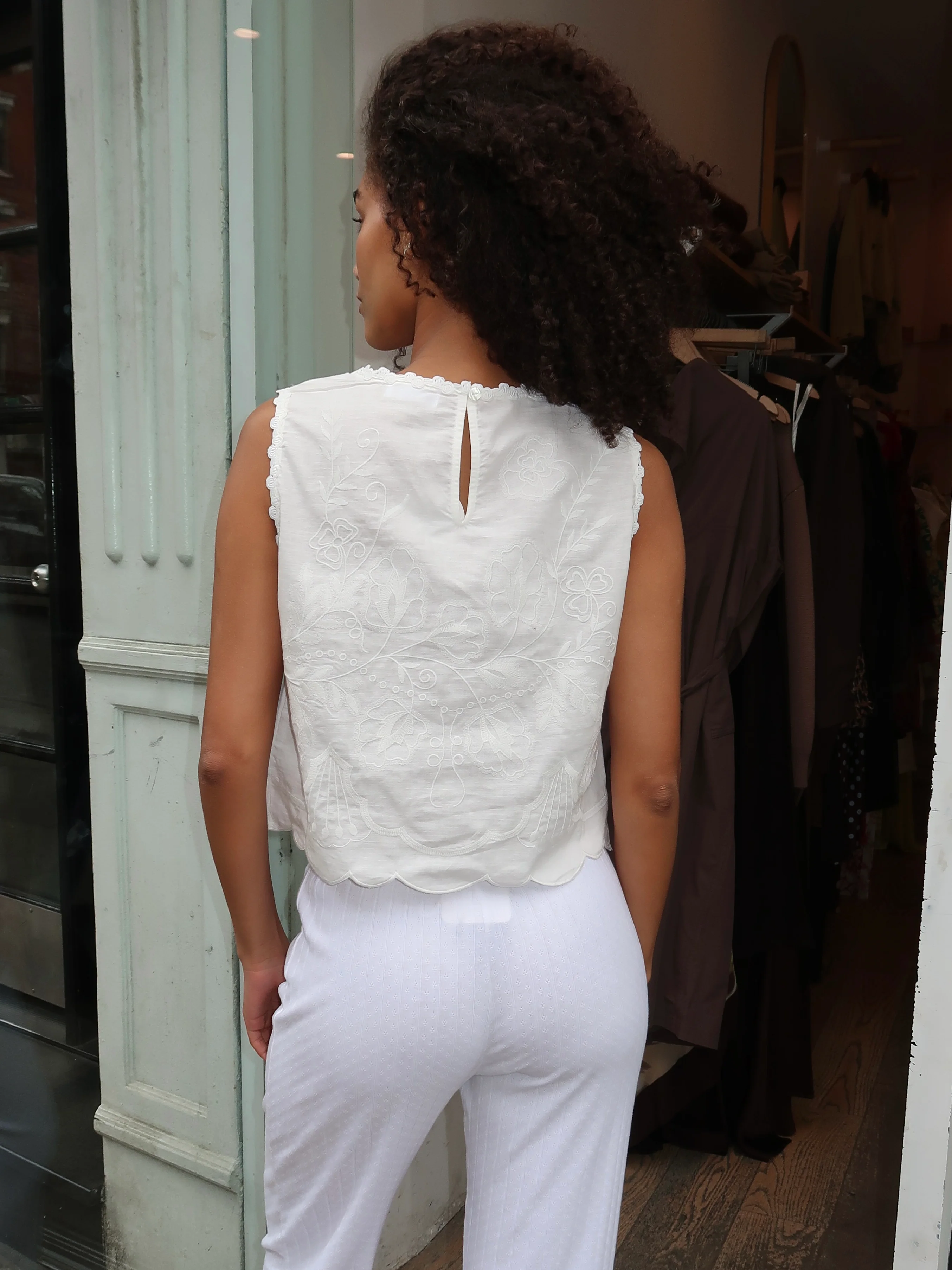 Alia Top in White Embroidery - Image 3