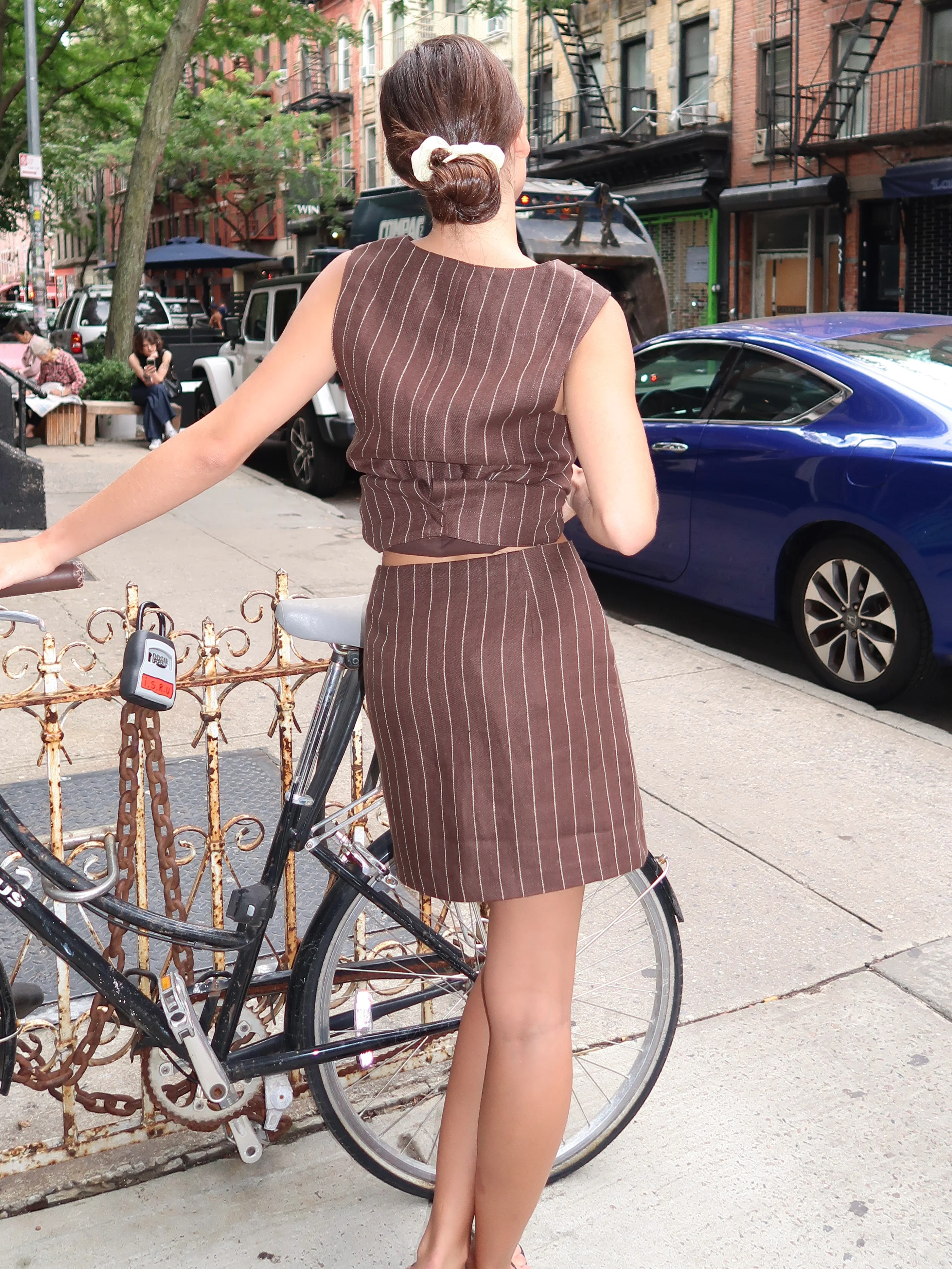 Alice Skirt in Chocolate Cream Stripe - Image 3