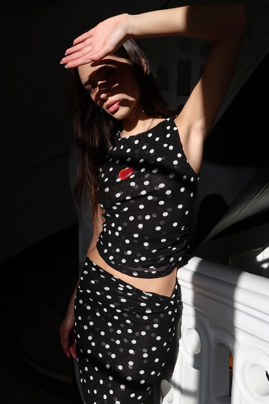 Alyce Asym Twist Top in Black Dot - Image 2