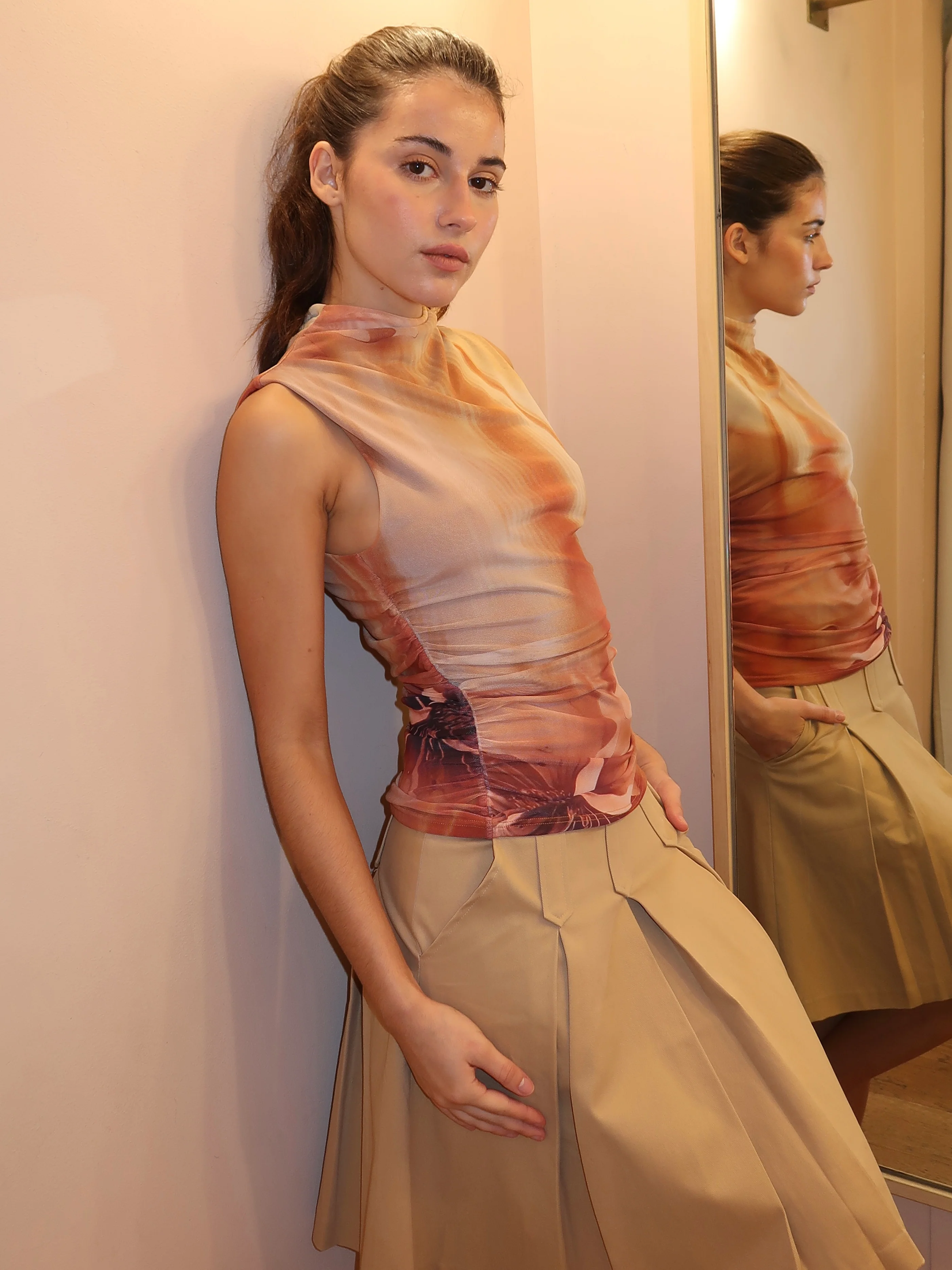Amani Mesh Top in Light Terracota - Image 2