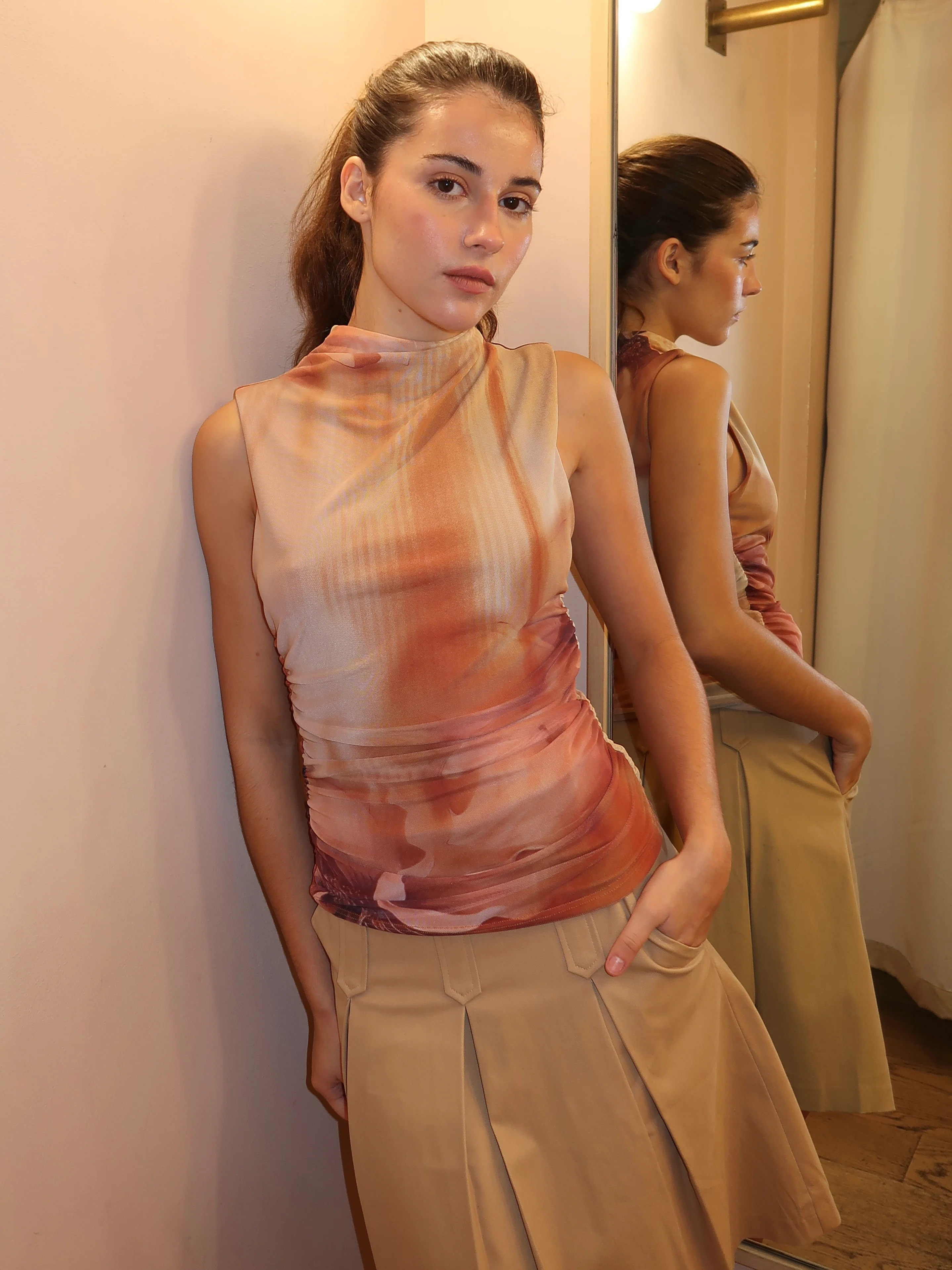 Amani Mesh Top in Light Terracota - Image 4