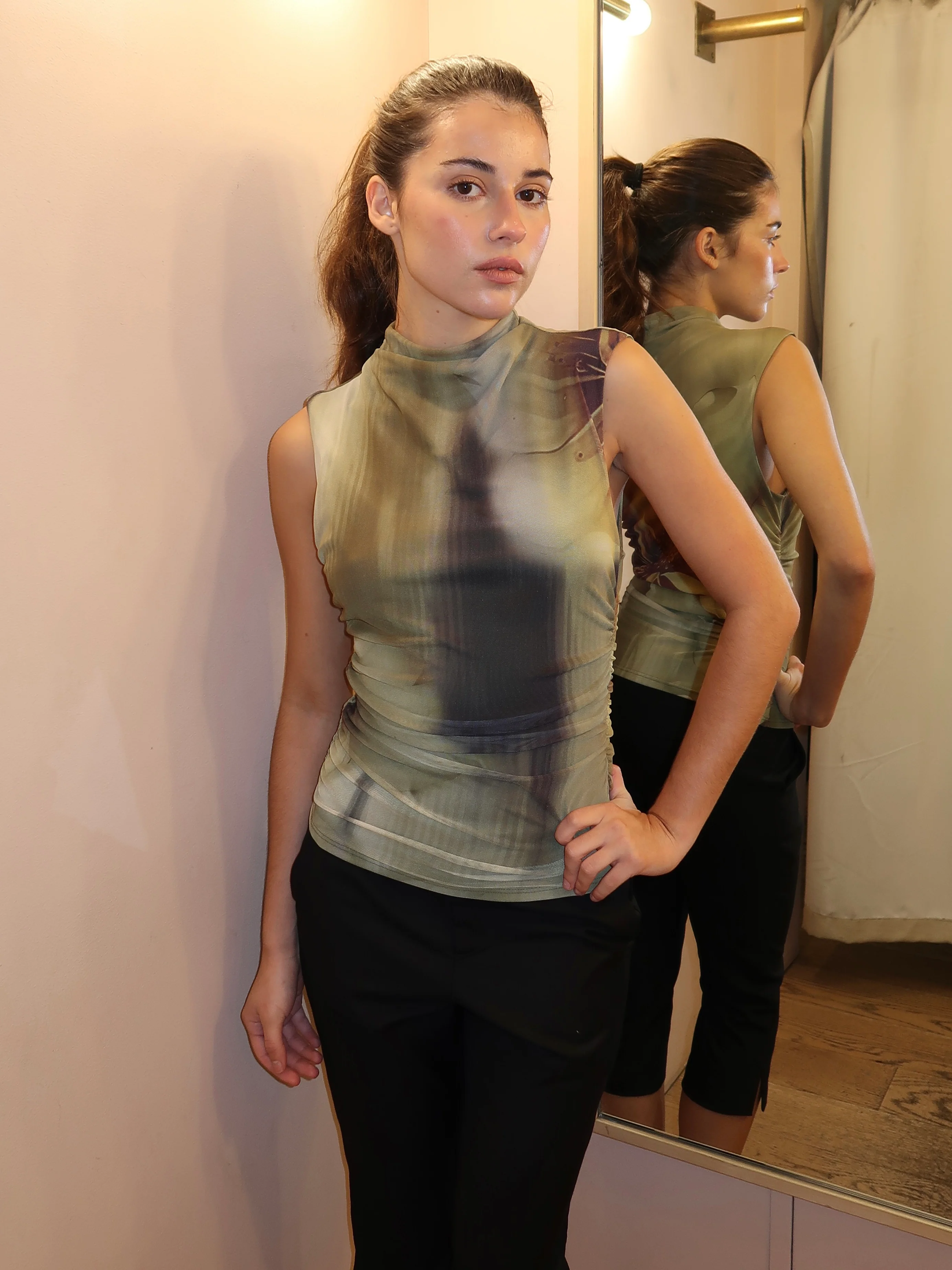 Amani Mesh Top in Olive