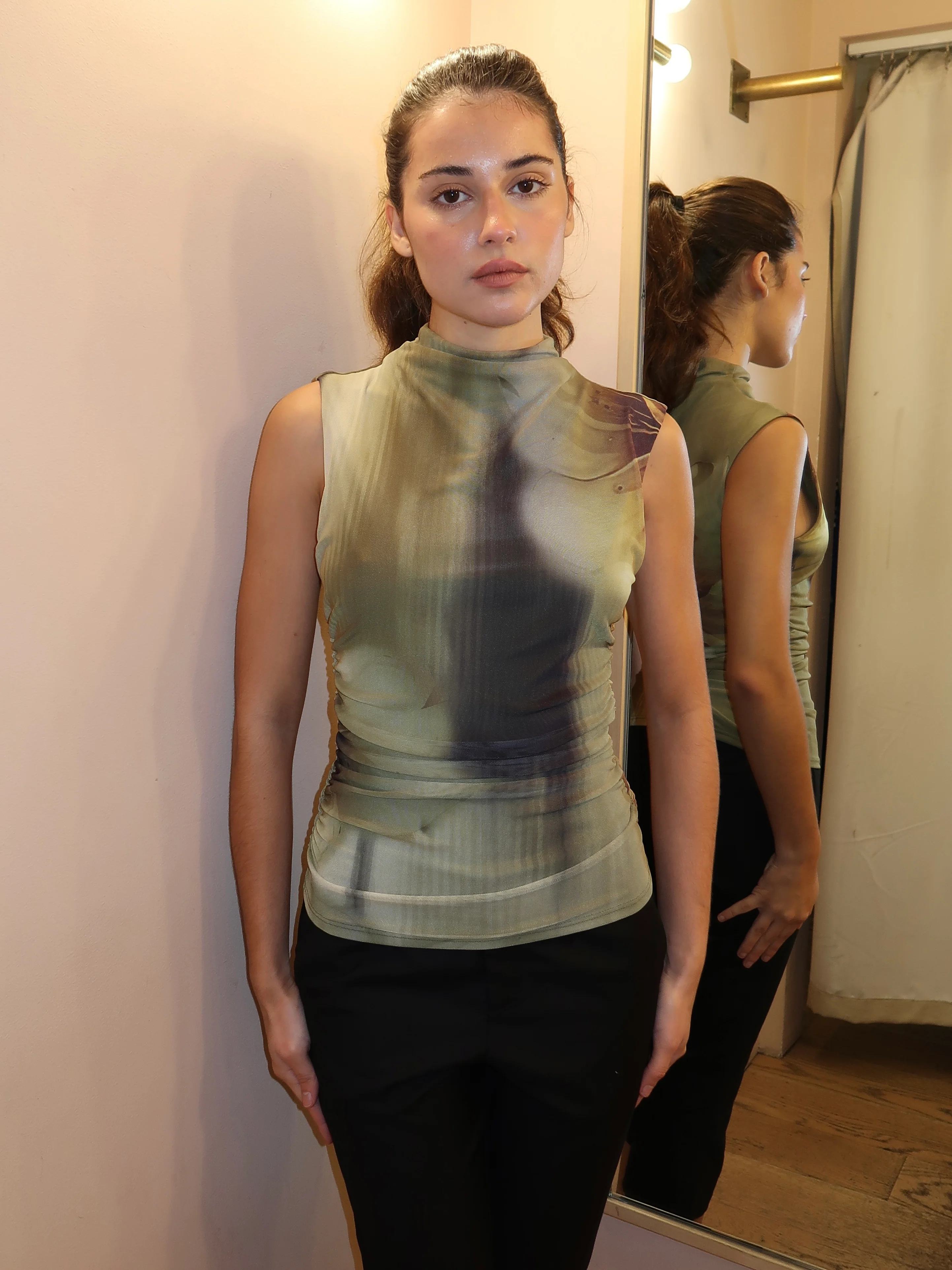 Amani Mesh Top in Olive - Image 4