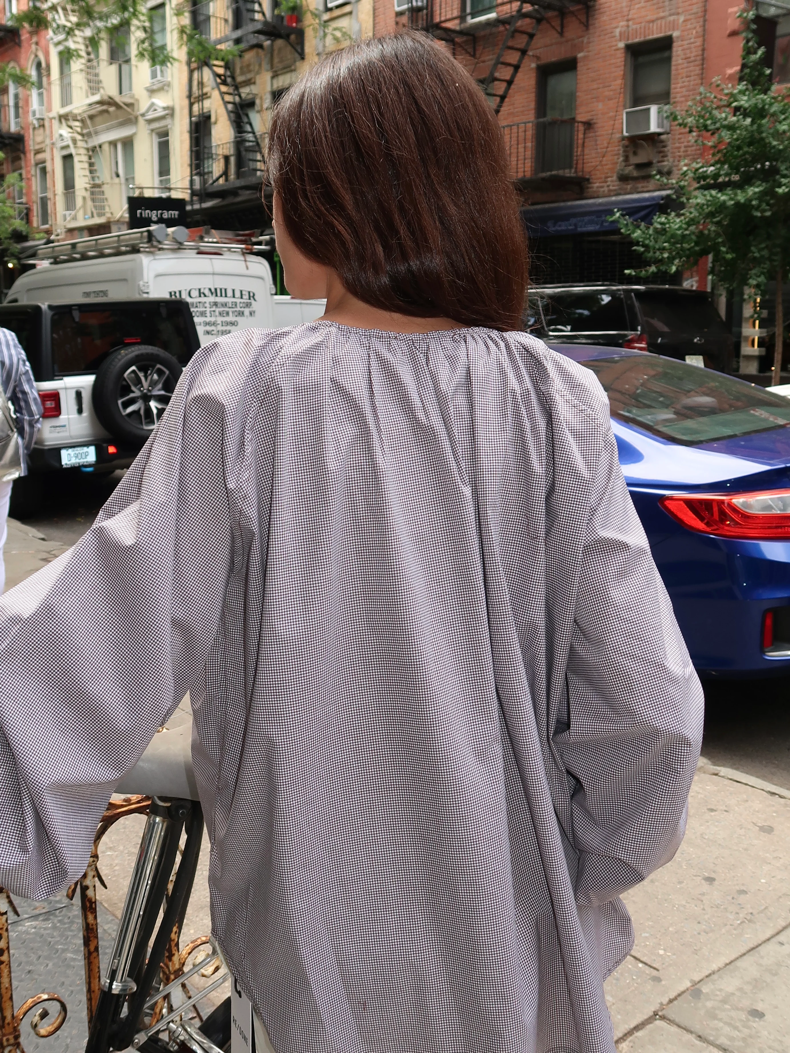 Amara Blouse in Hanne Gingham Espresso - Image 3