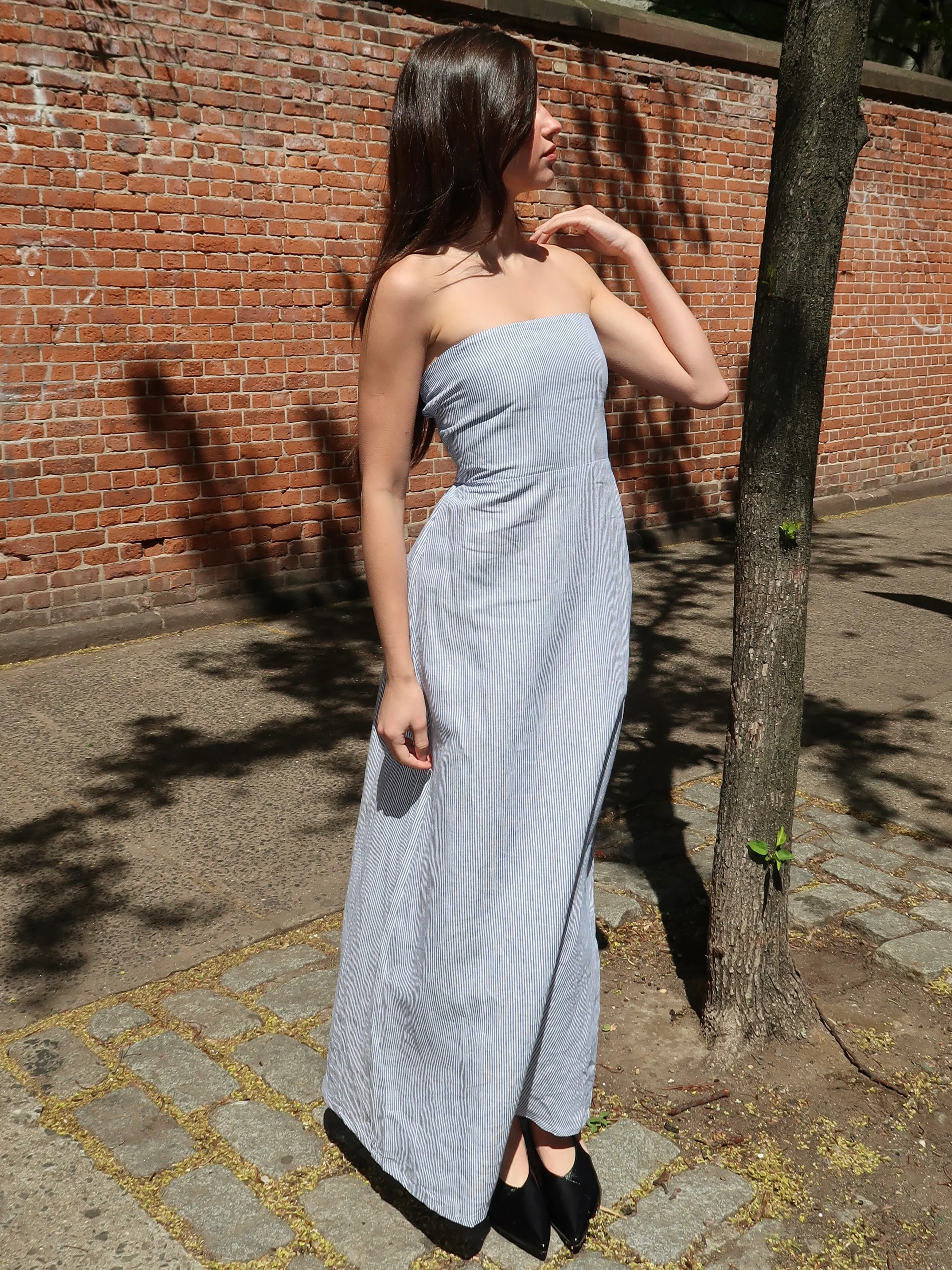 Amon Strapless Dress in Blue - Image 2