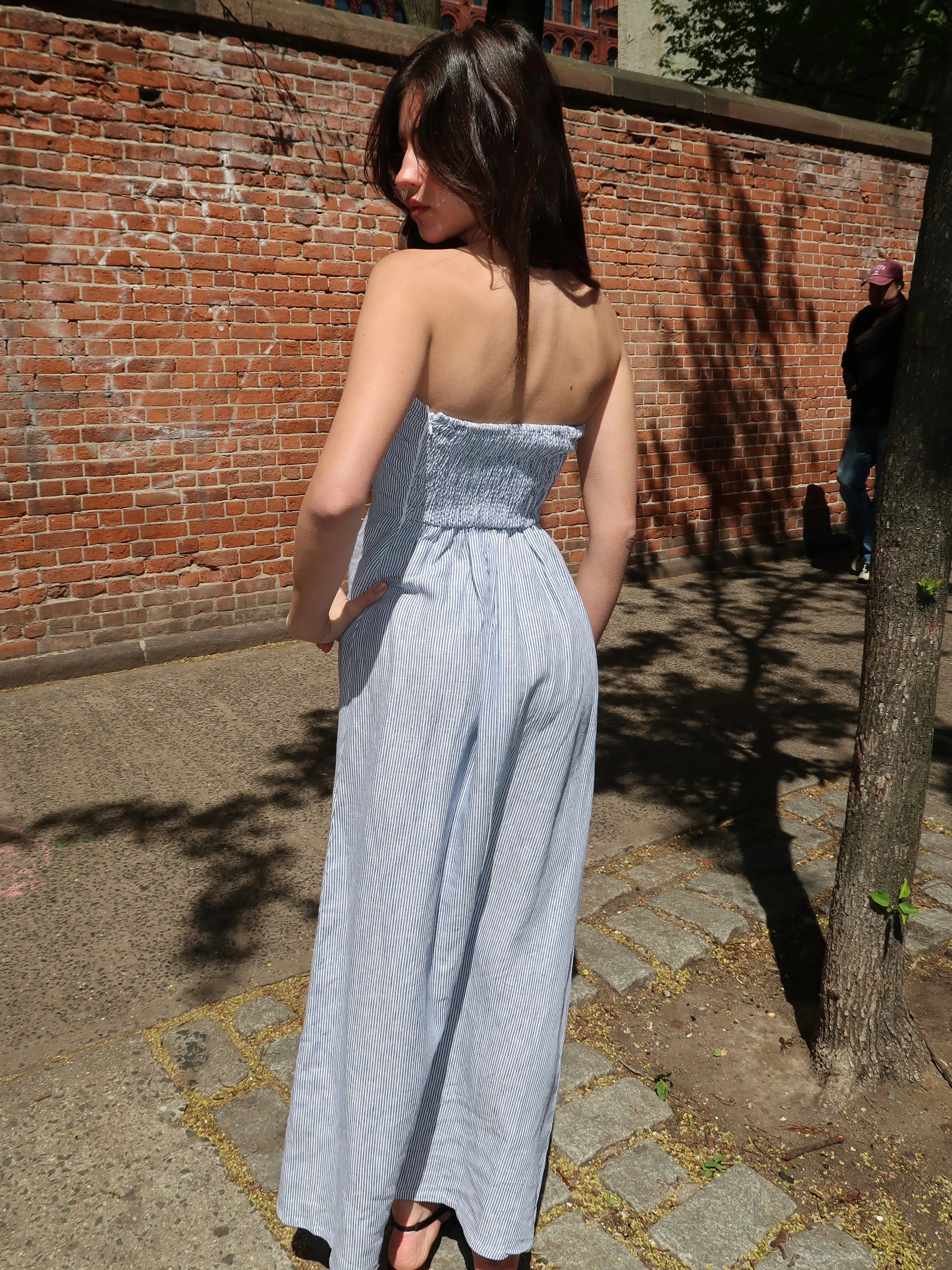 Amon Strapless Dress in Blue - Image 3