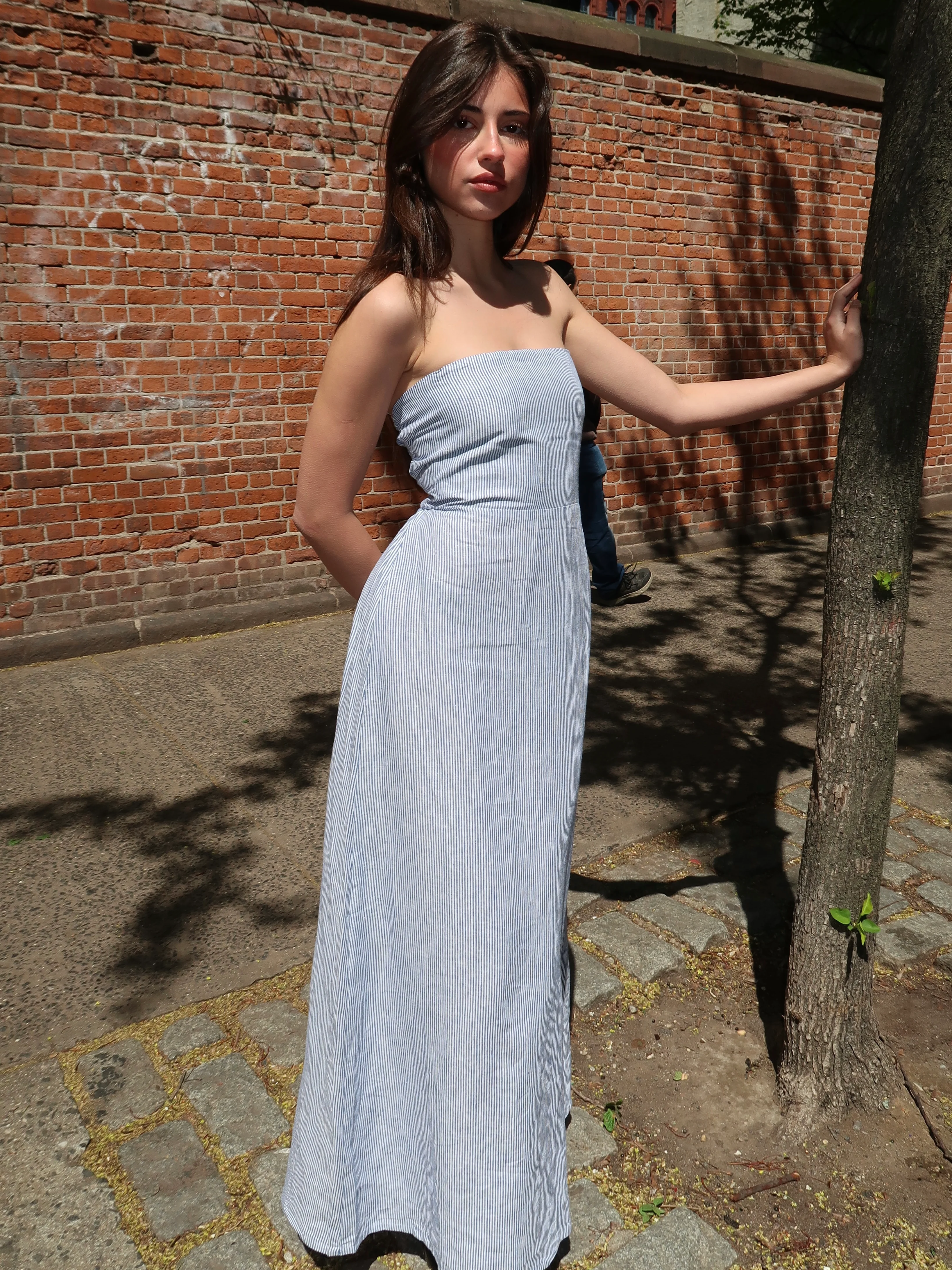 Amon Strapless Dress in Blue - Image 4