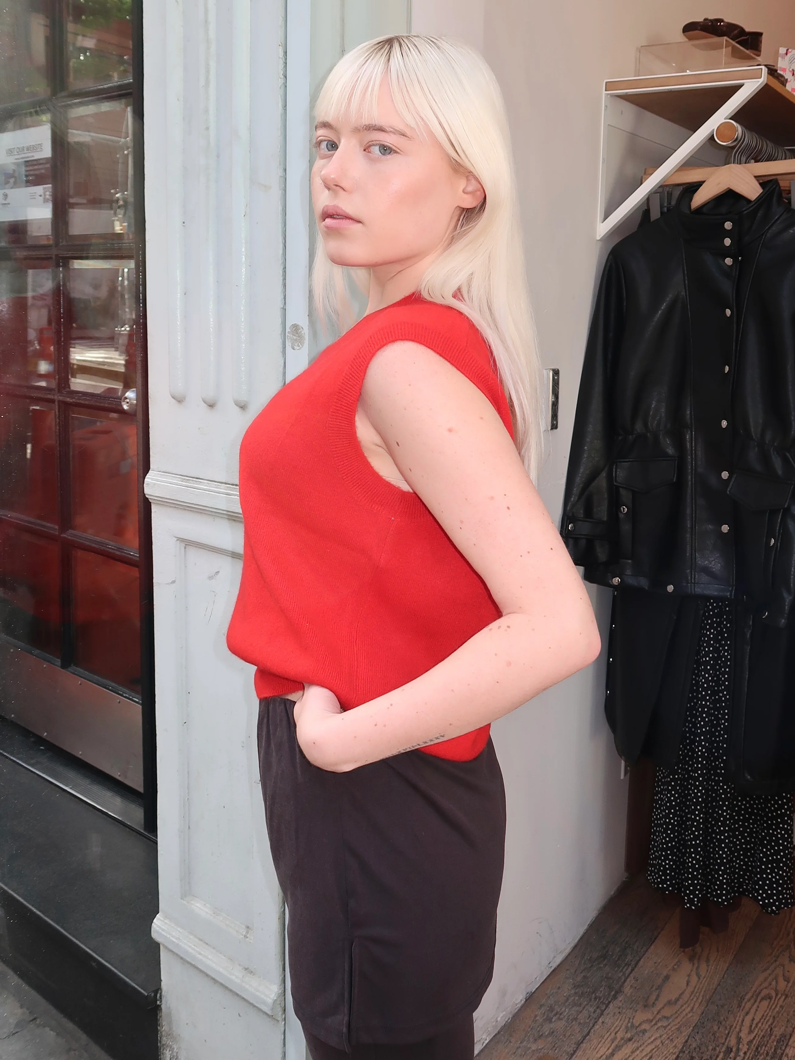 Annie Vest in Red Cashmere - Image 4