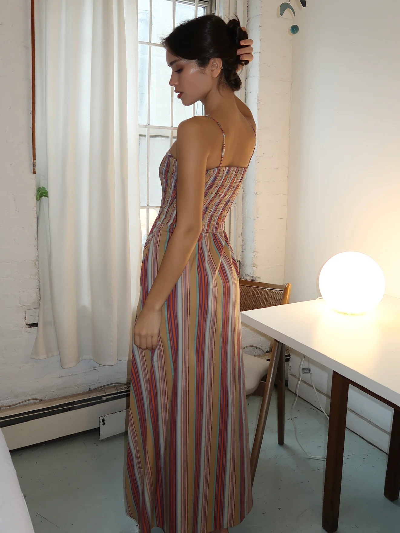 Anniken Maxi Dress in Agua Stripe Mustard - Image 3