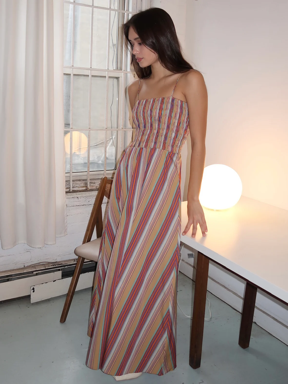 Anniken Maxi Dress in Agua Stripe Mustard - Image 4