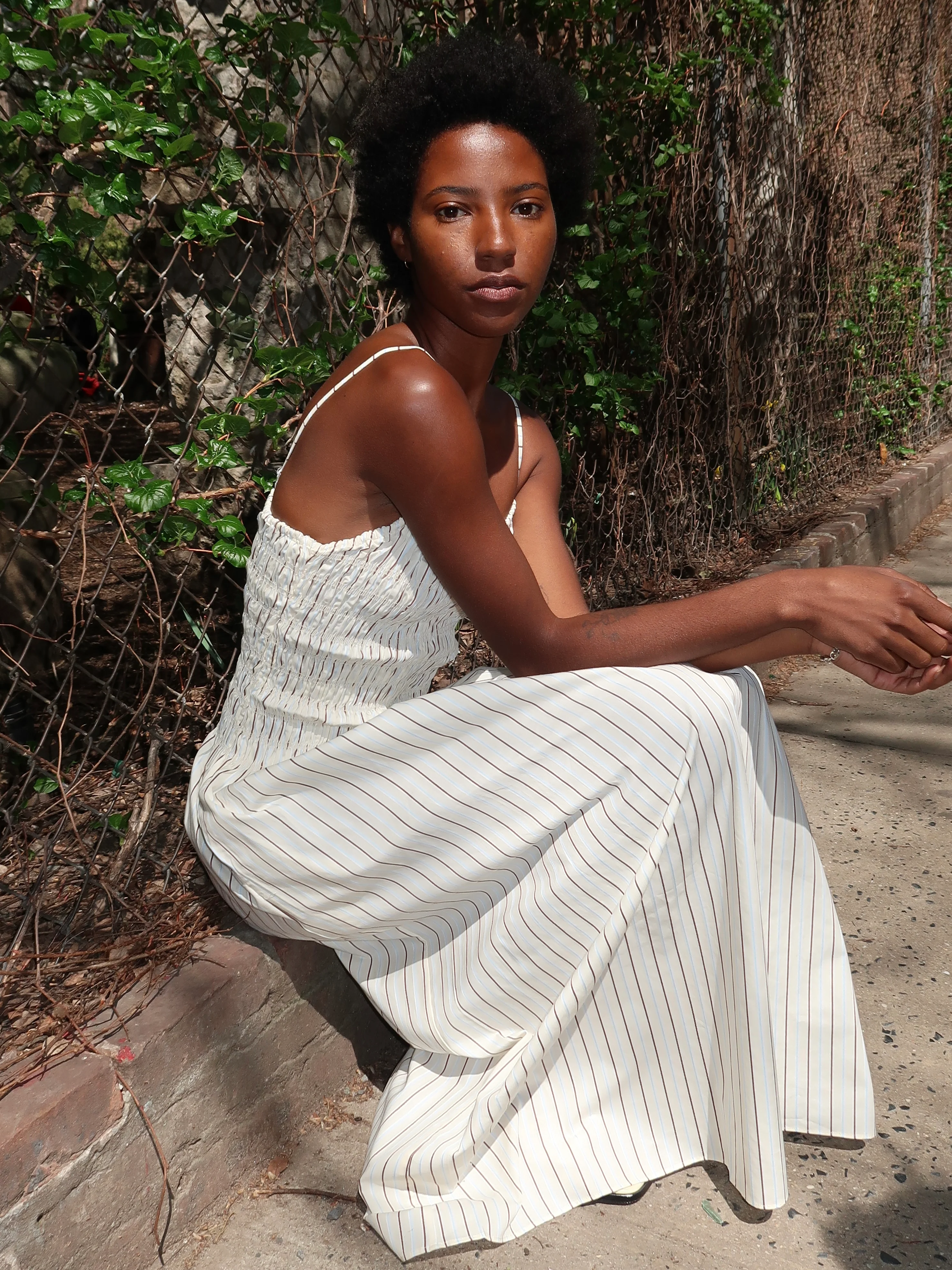 Araceli Maxi Dress in Fiori Stripe Lemon - Image 4