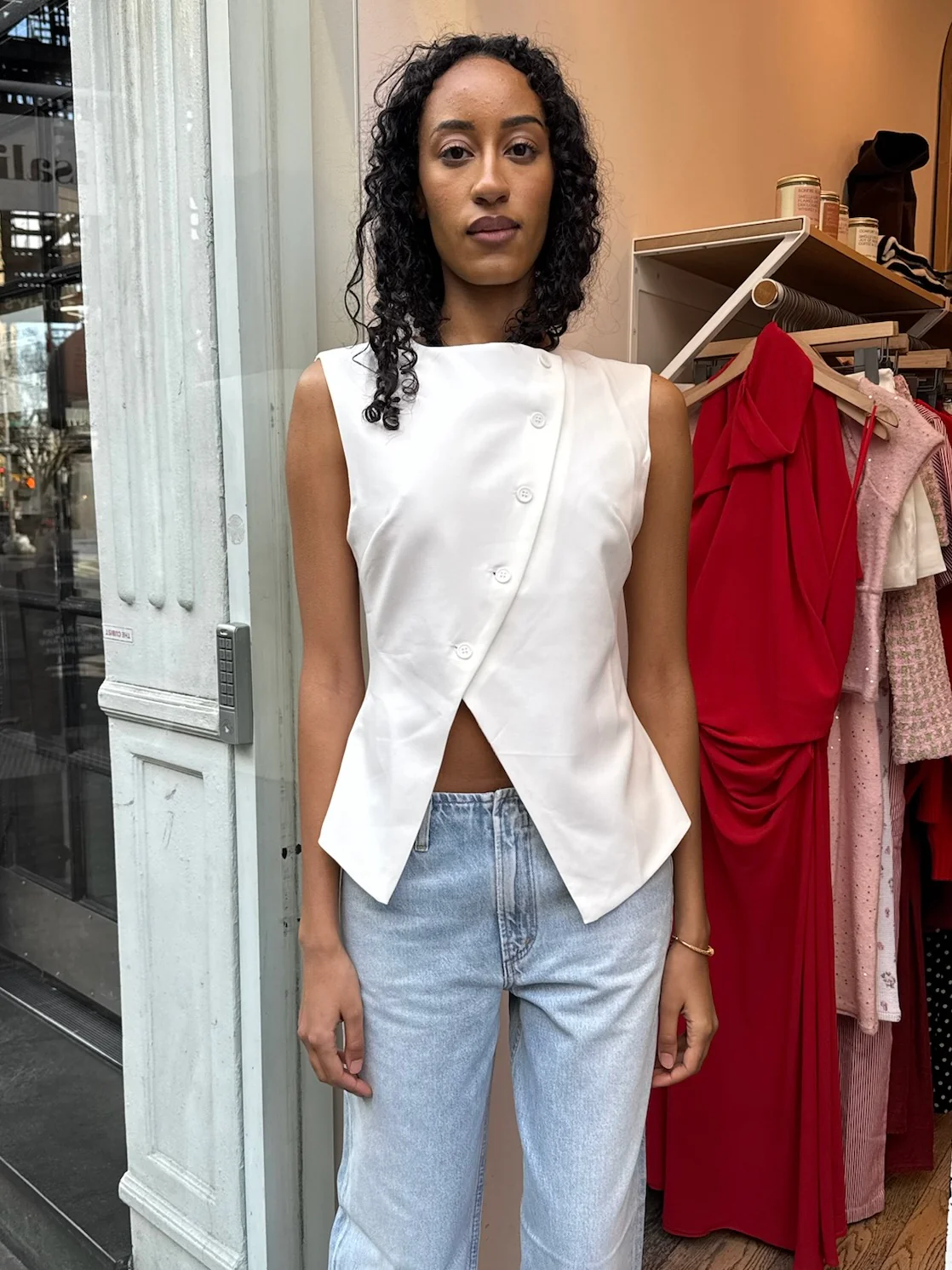 Ariana Asym Vest in Off-White
