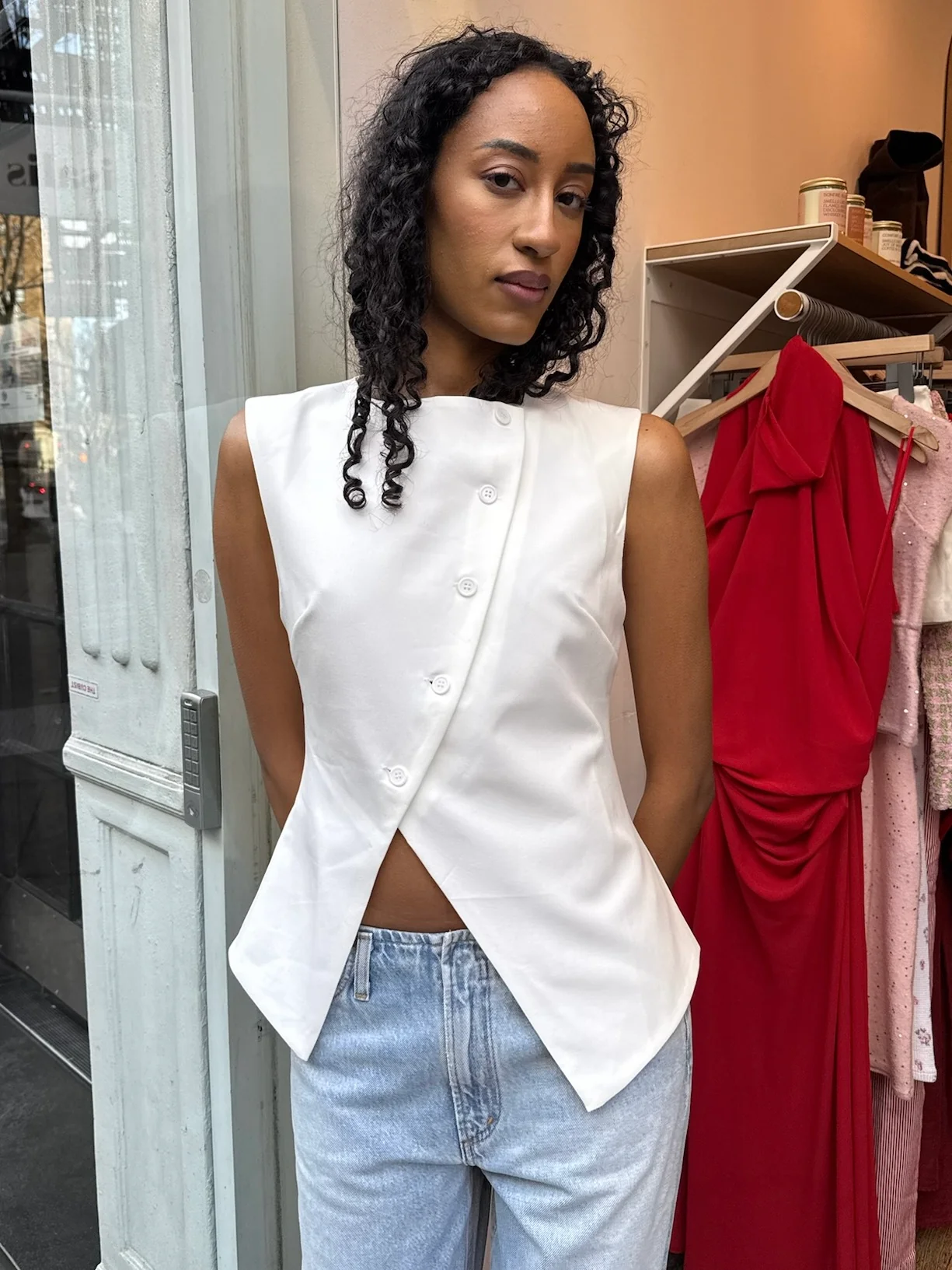 Ariana Asym Vest in Off-White - Image 2