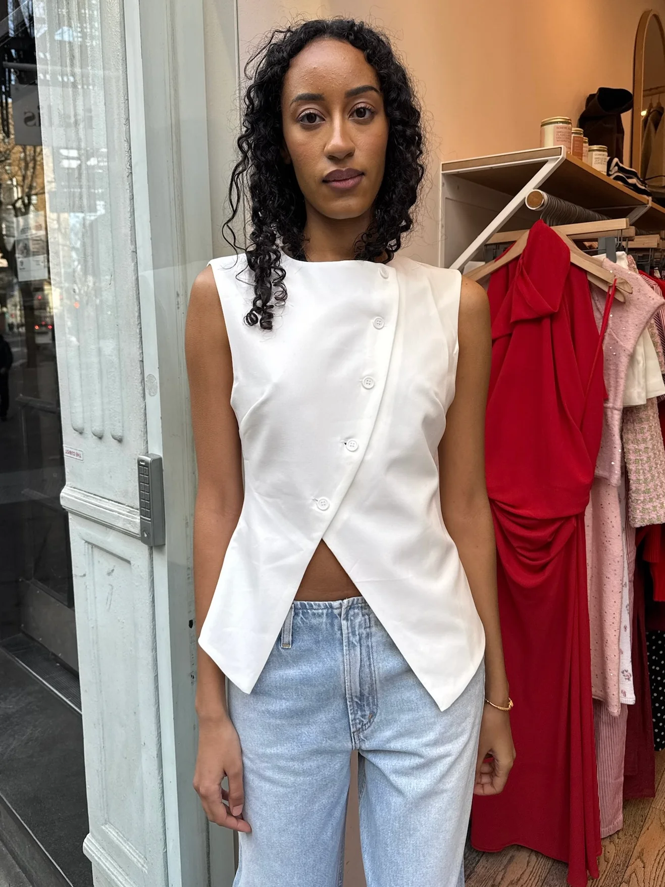 Ariana Asym Vest in Off-White - Image 4