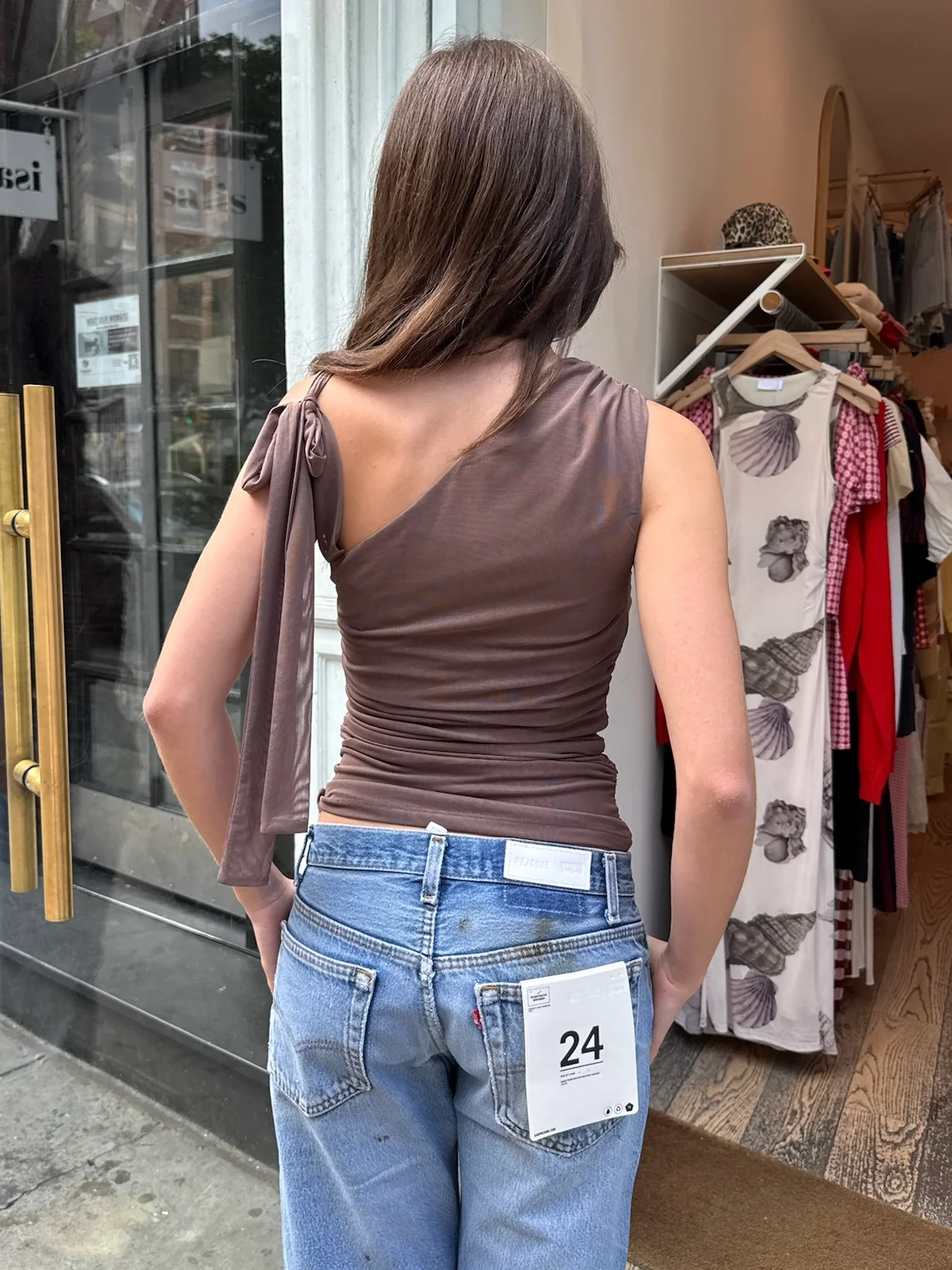 Arielle Tie Asym Top in Mocha - Image 3