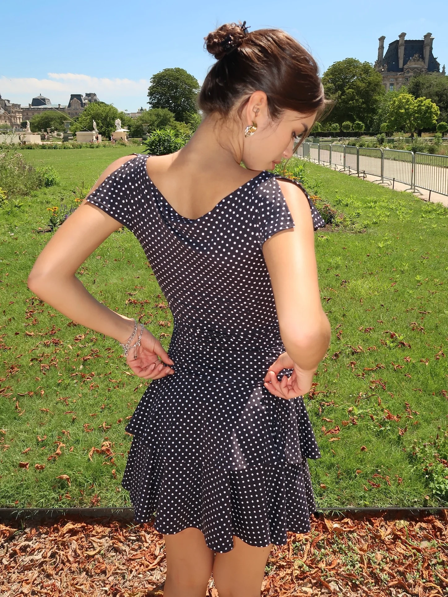Bonnie Mini Dress in Black Polka Dot - Image 3