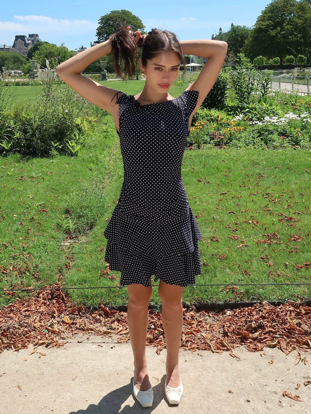 Bonnie Mini Dress in Black Polka Dot - Image 4