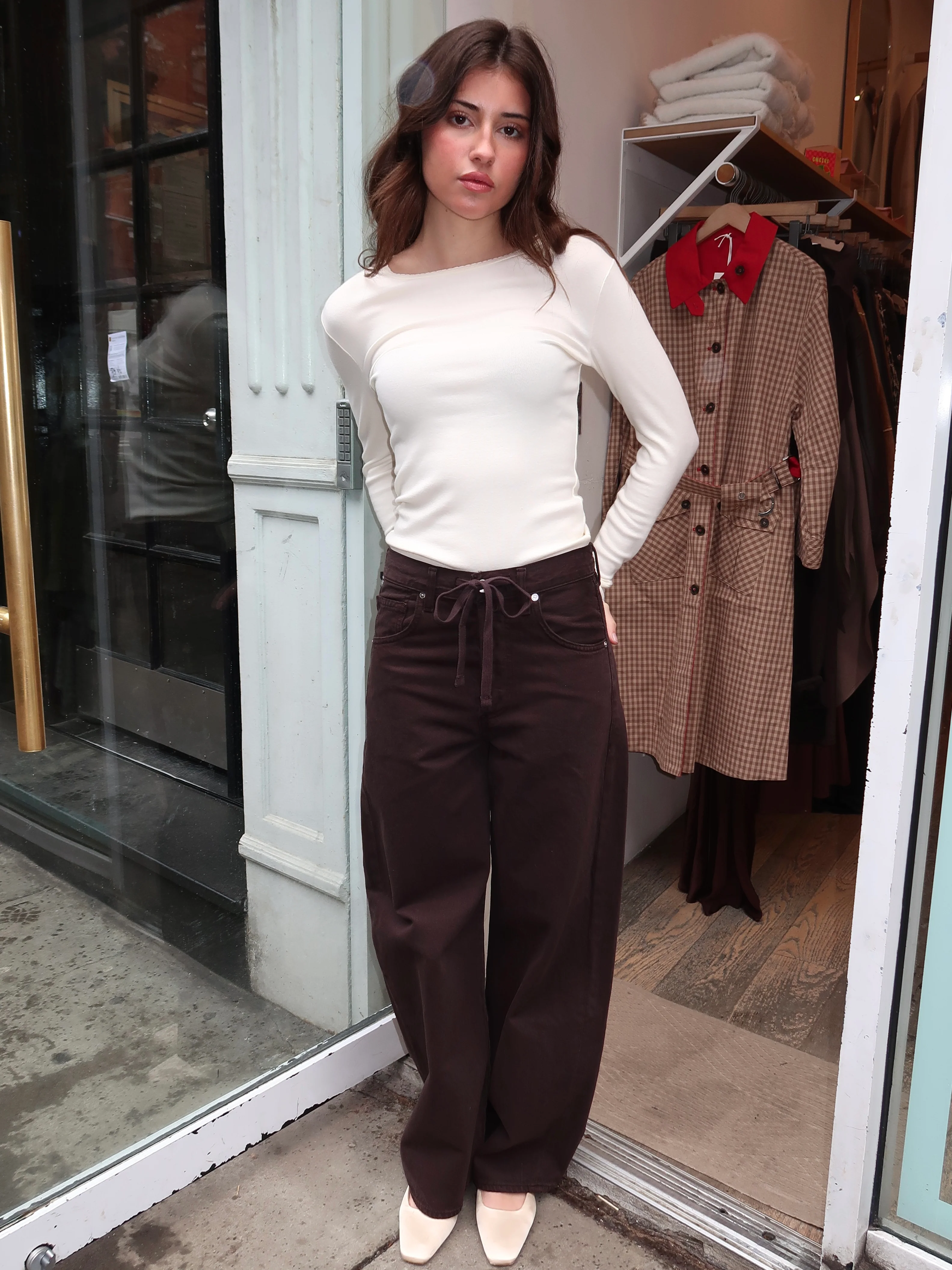 Brynn Drawstring Trouser in Carob - Image 4