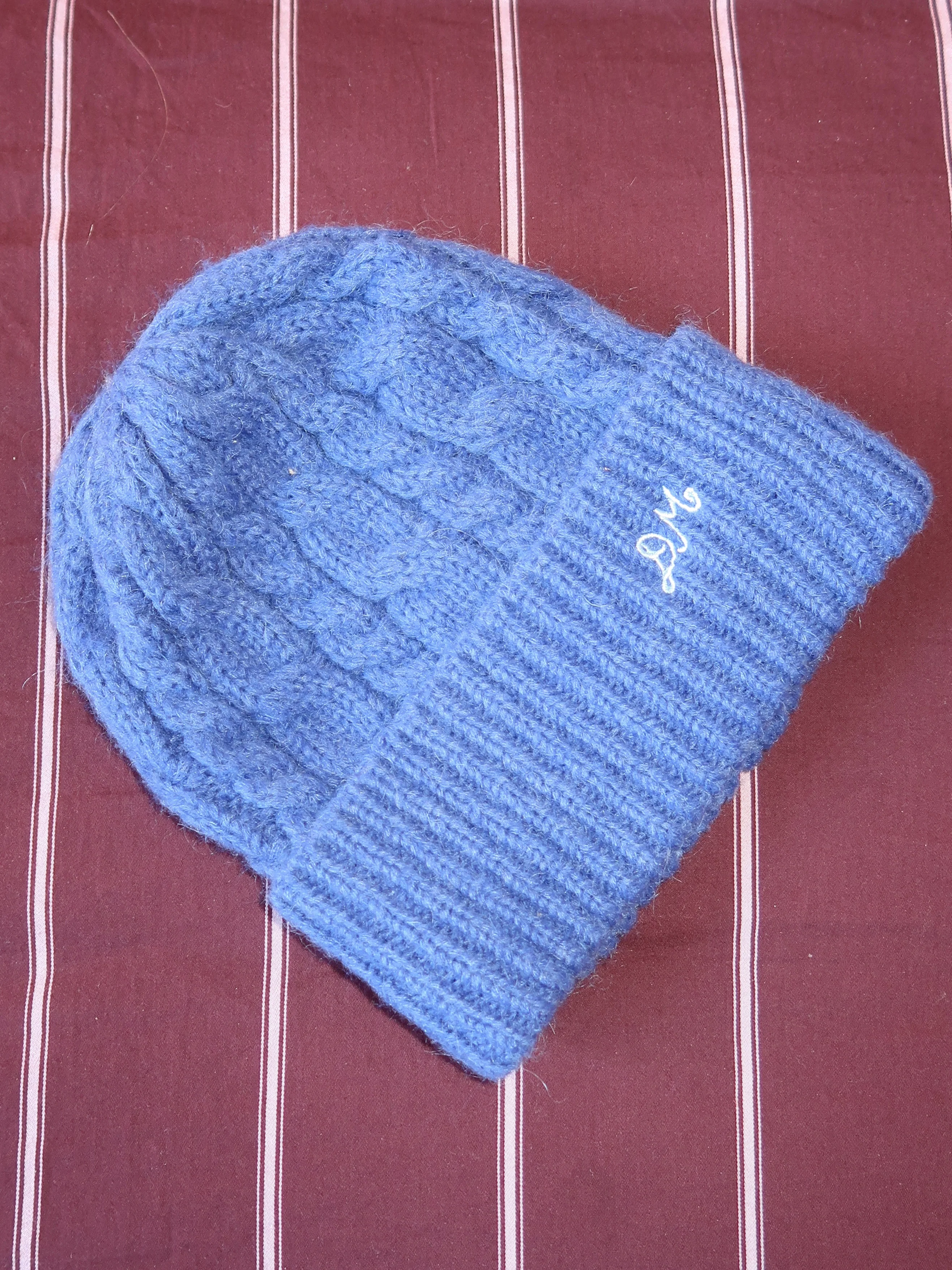 Cable Knit Beanie in Cobalt - Image 2