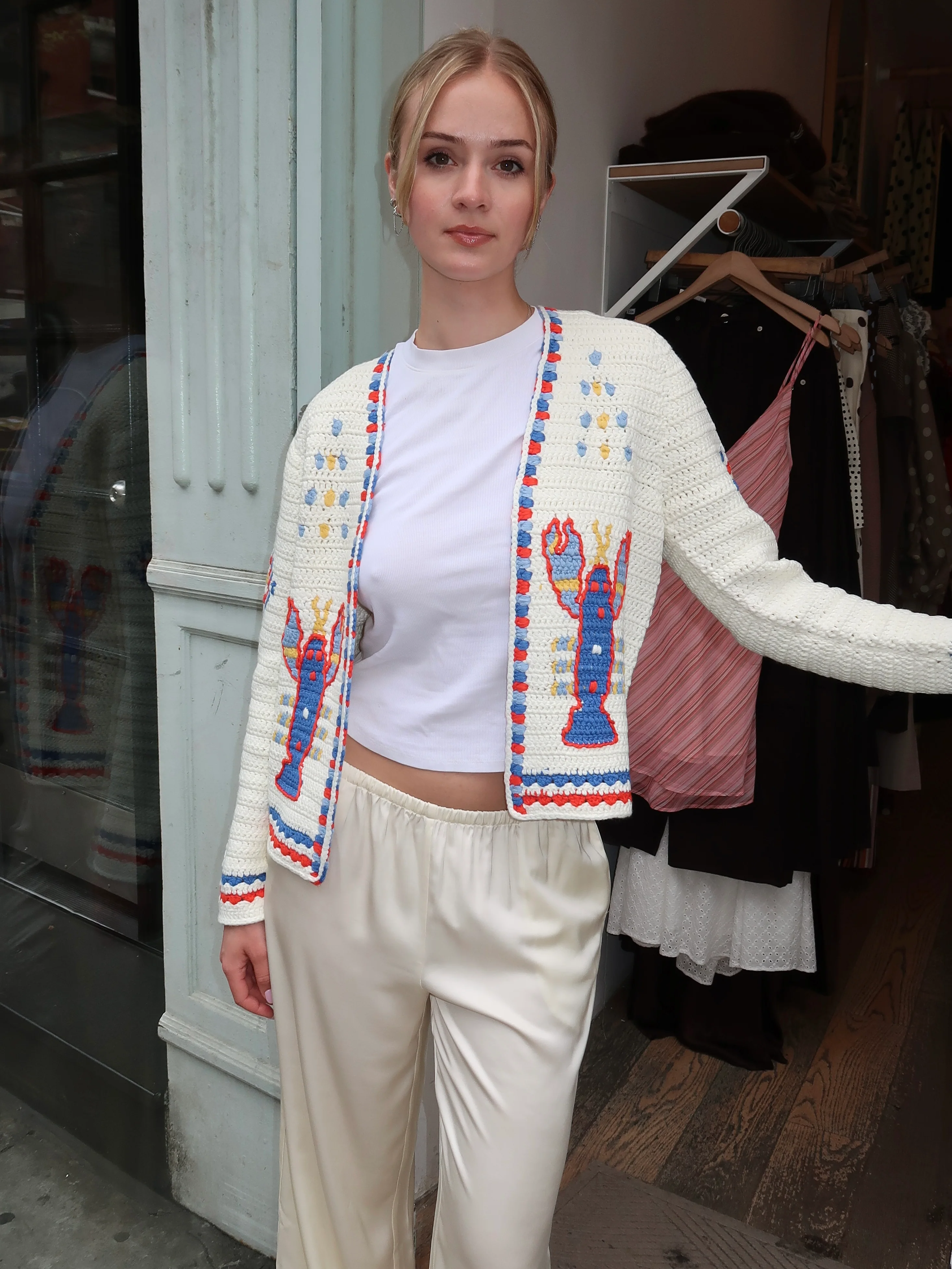 Callen Cardigan in Lobster Multi - Image 2