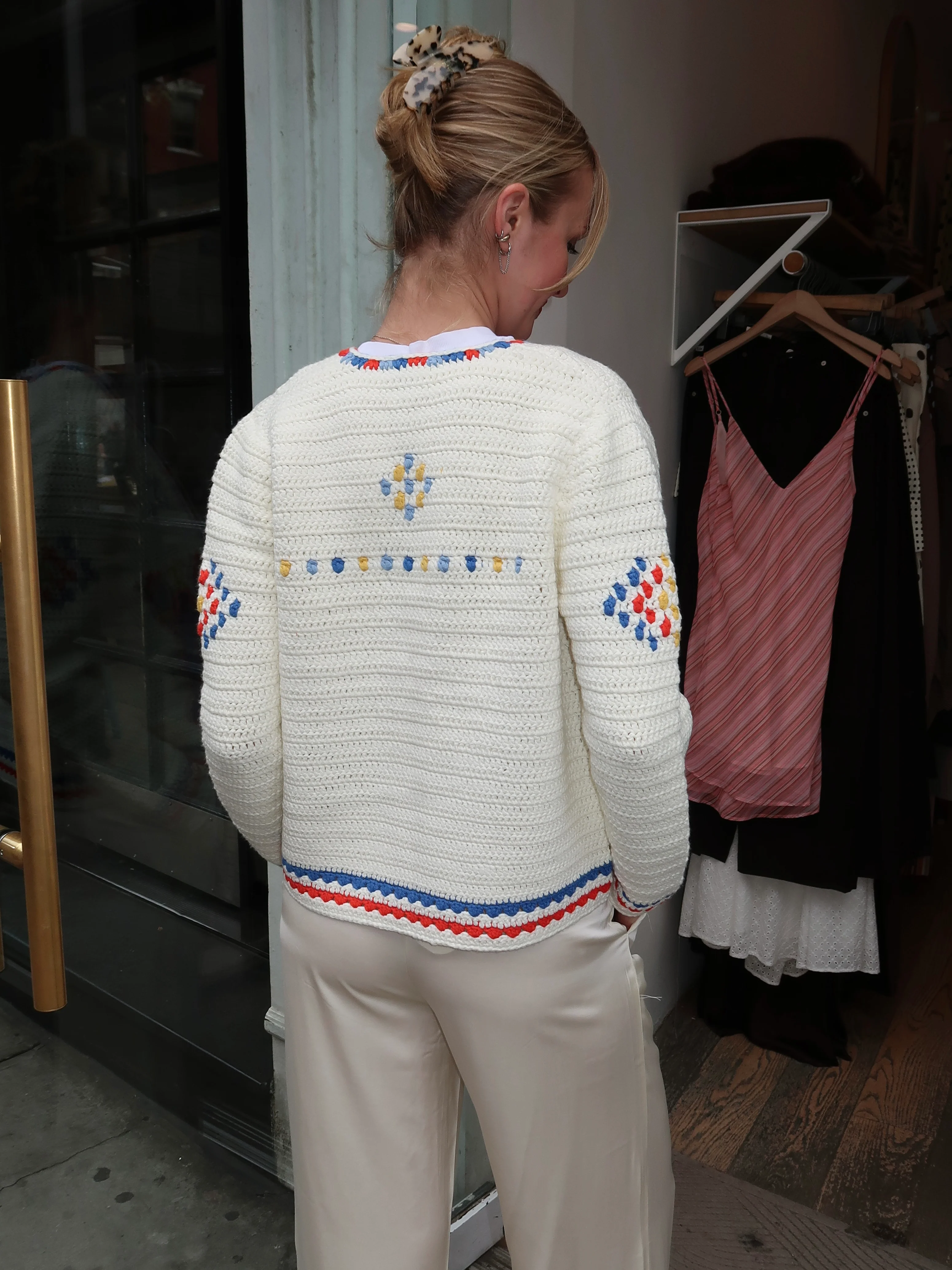 Callen Cardigan in Lobster Multi - Image 3