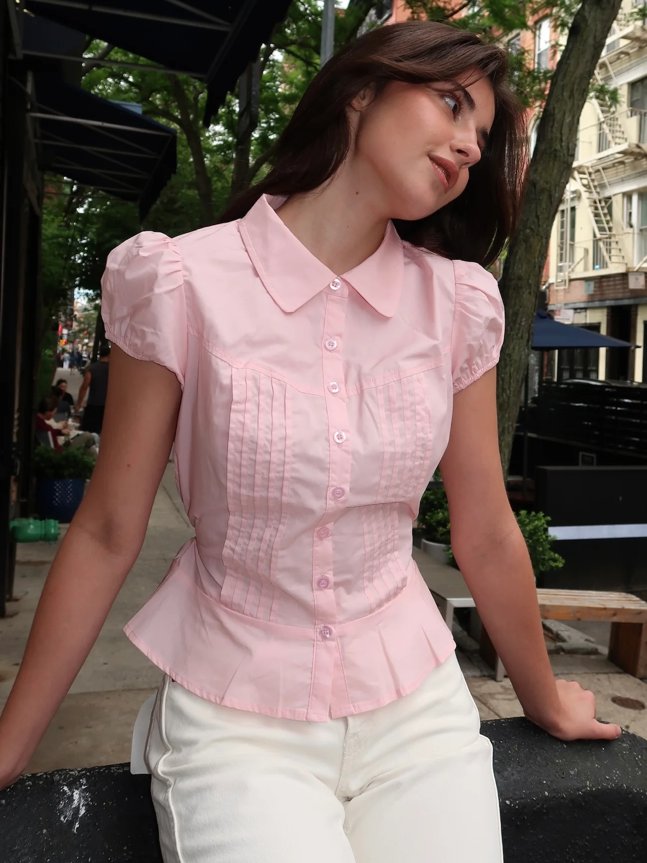 Camryn Button Up Top in Pink - Image 4