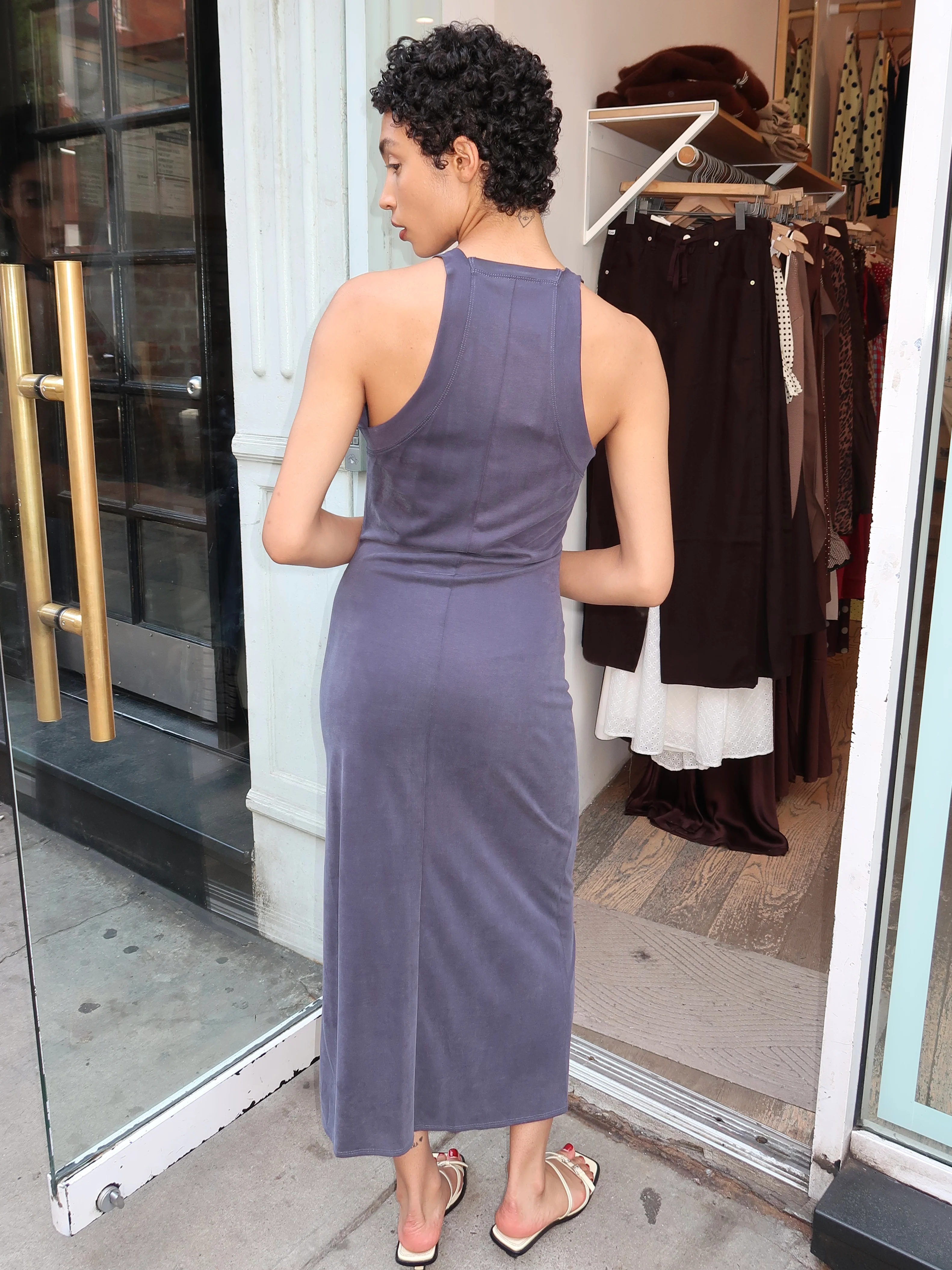 Cascade Dress in Navy - Image 3