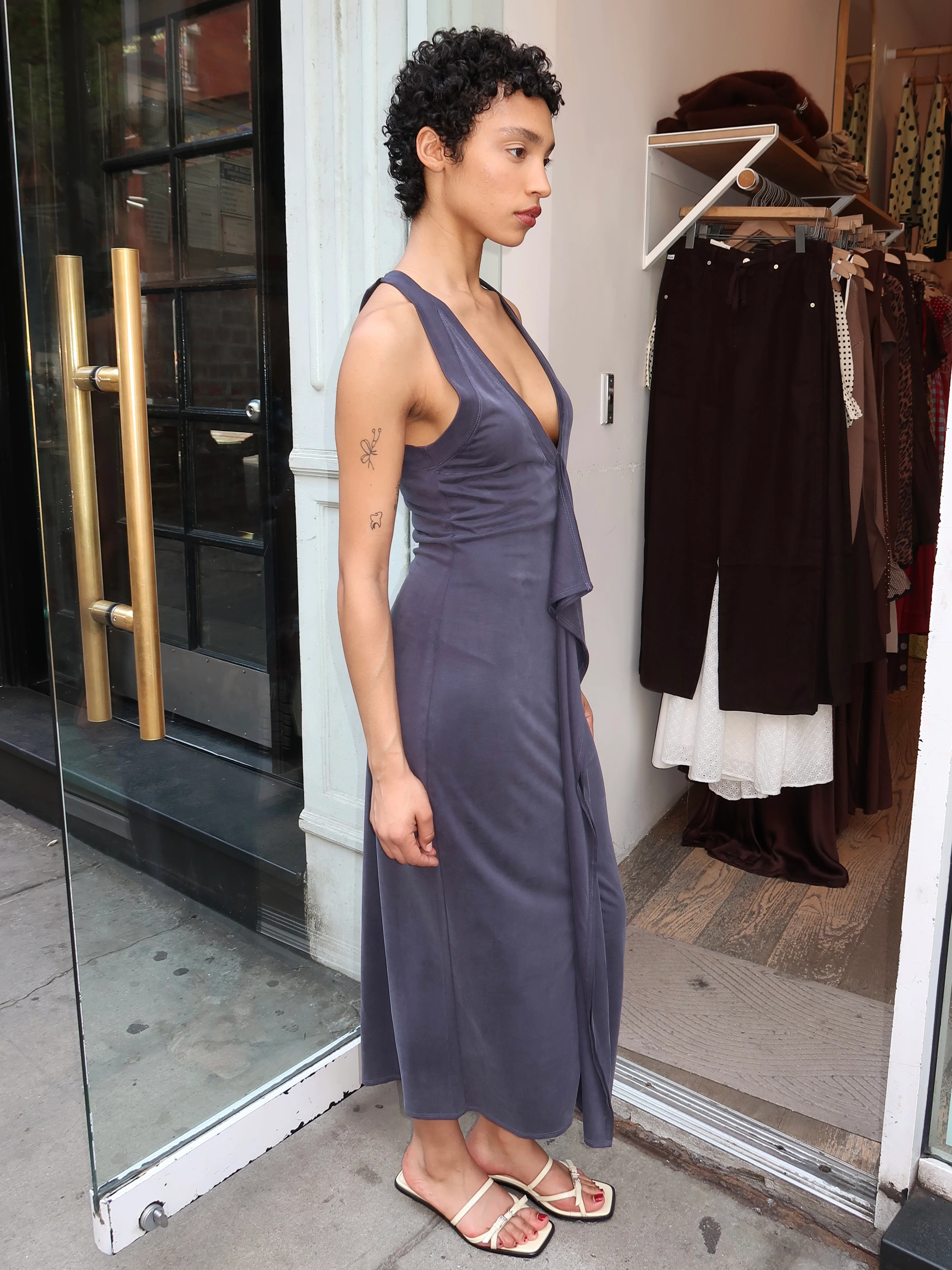 Cascade Dress in Navy - Image 4