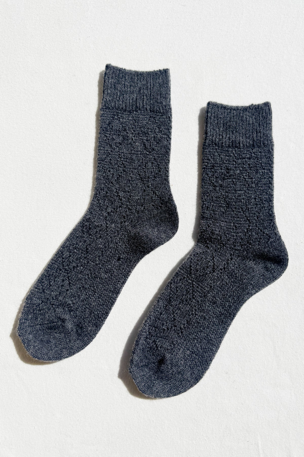 Cashmere Pointelle Socks in Charcoal