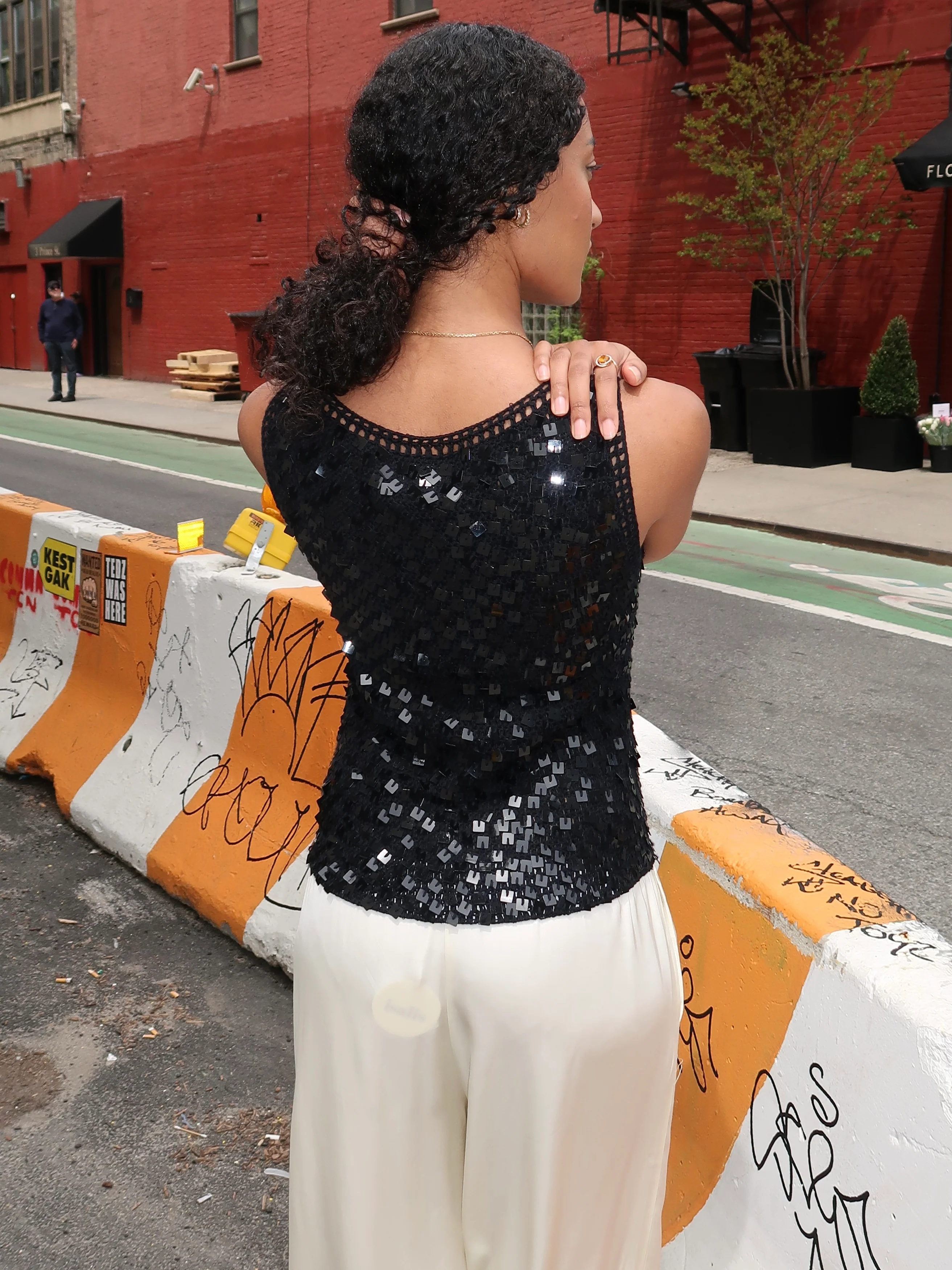 Casper Sequin Top in Black - Image 3