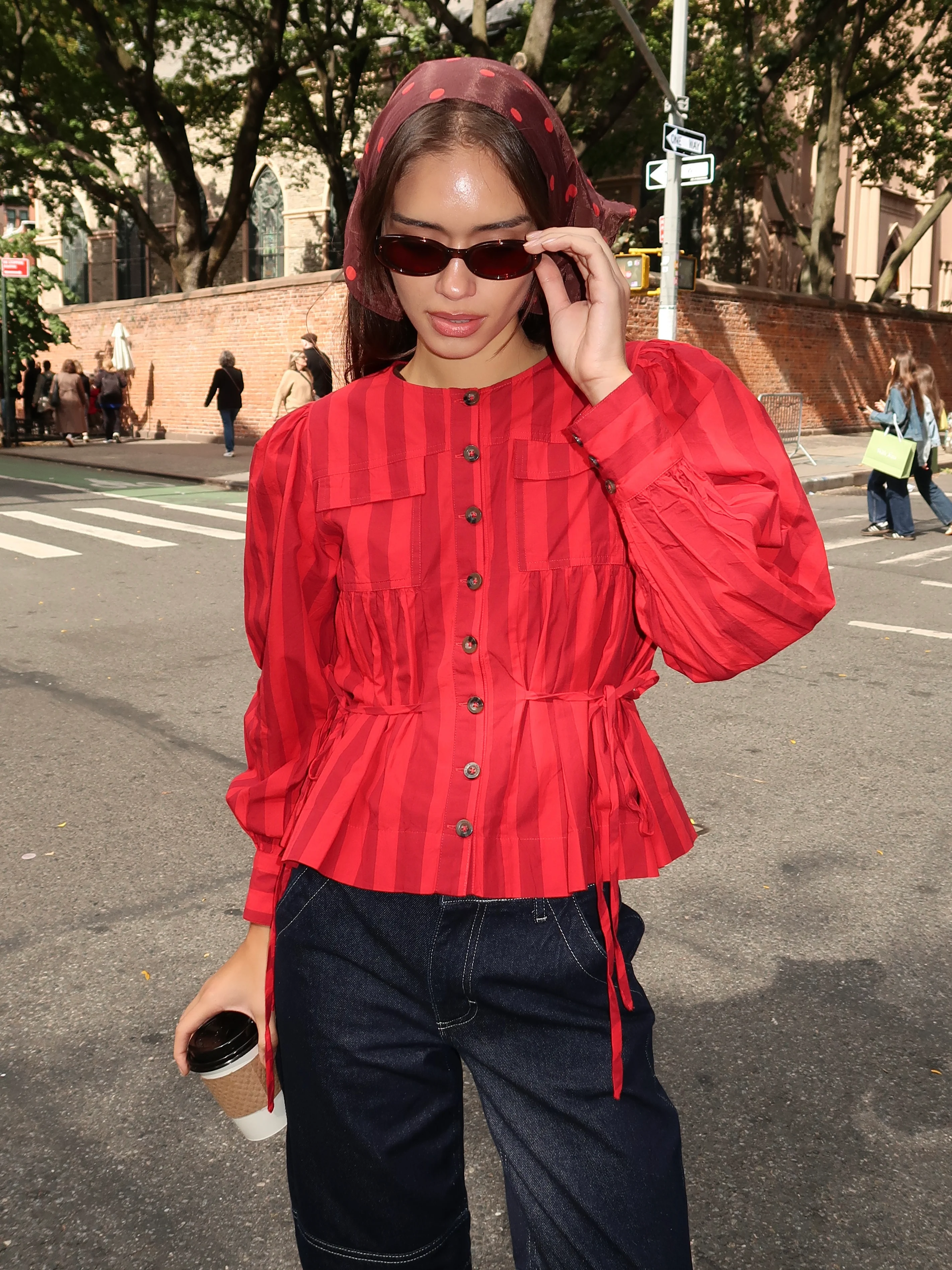 Charlize Blouse in Red Burg Stripe - Image 2