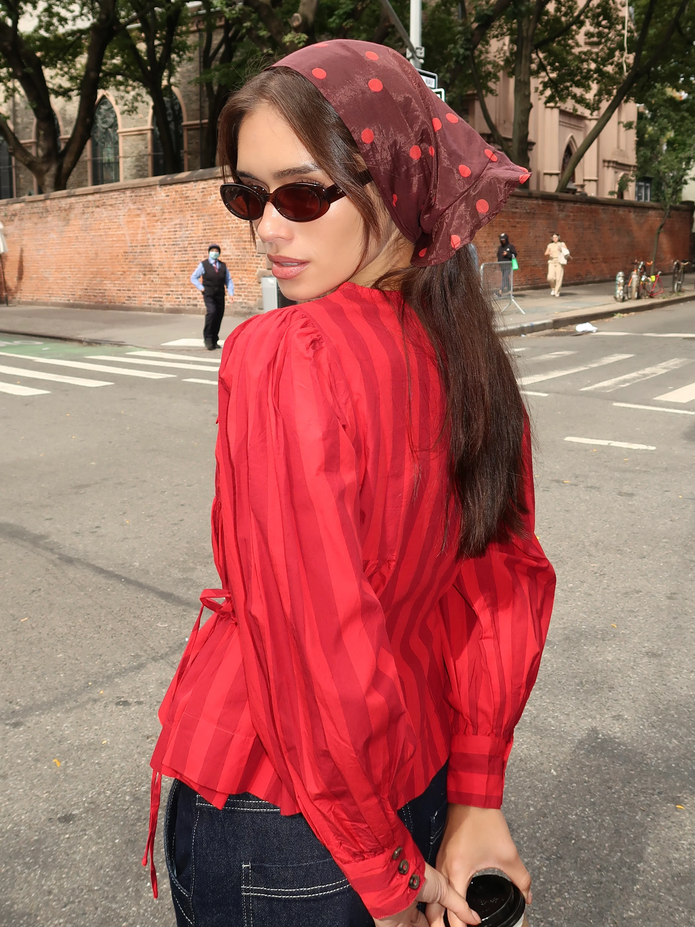 Charlize Blouse in Red Burg Stripe - Image 3