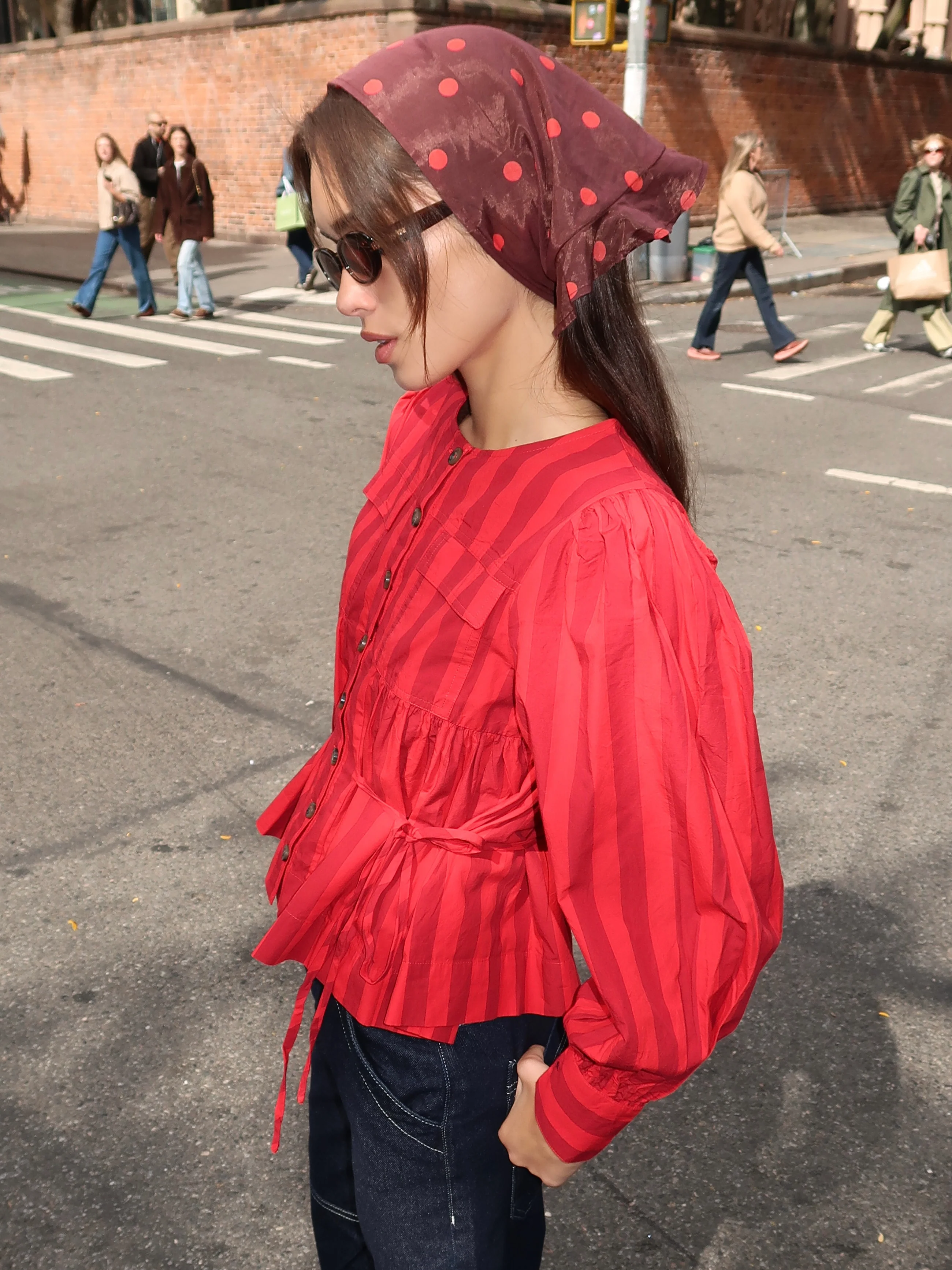 Charlize Blouse in Red Burg Stripe - Image 4