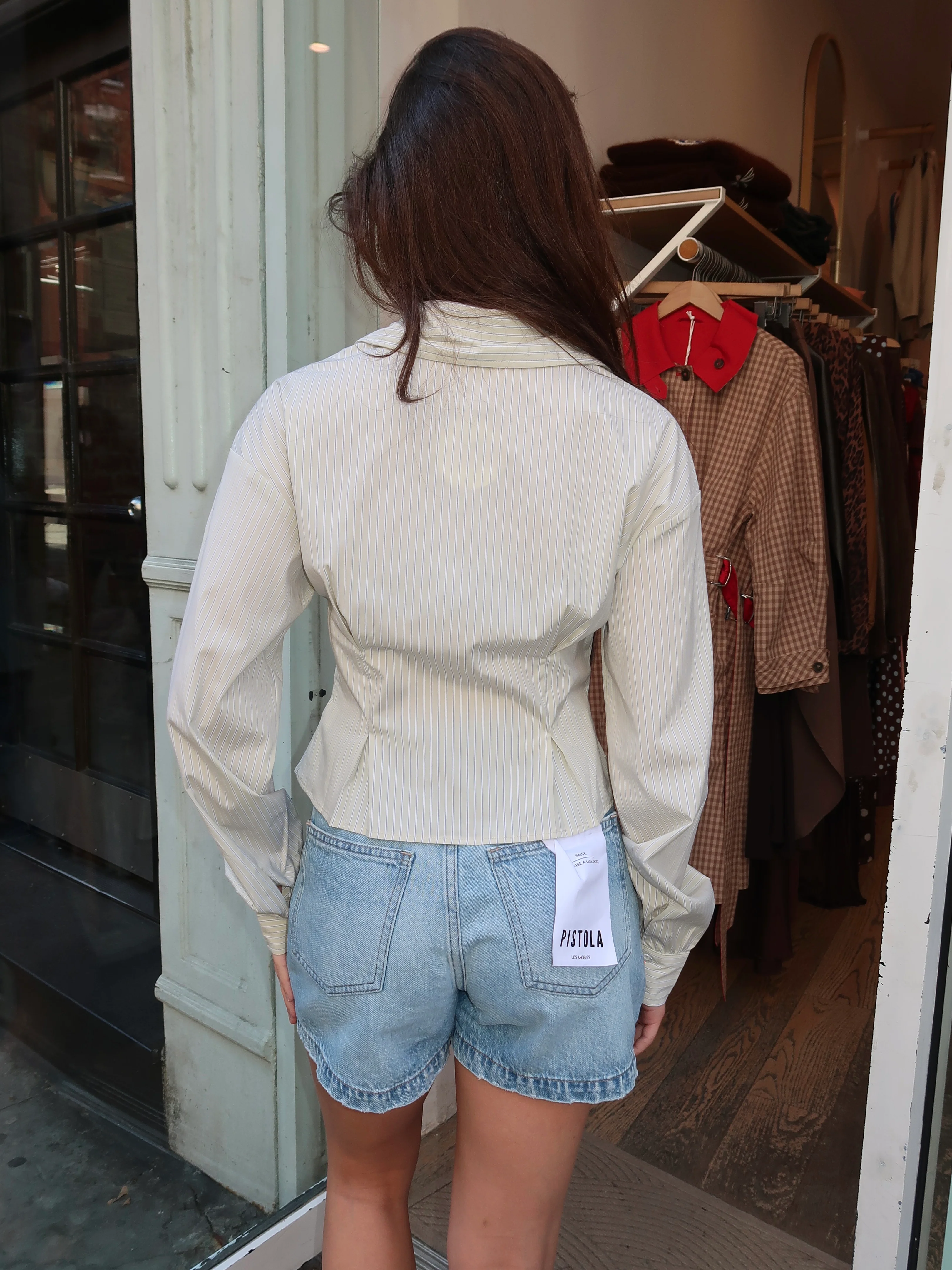 Cheyenne Pleated Shirt in Green - Image 3