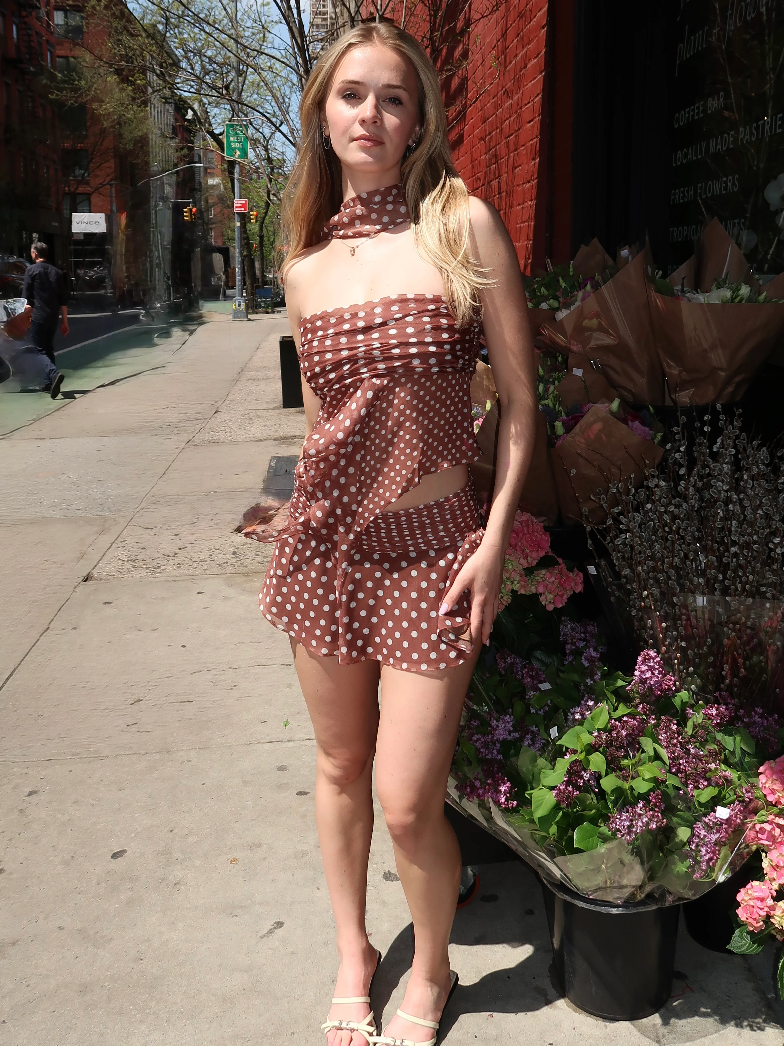 Chiffon Slit Mini Skirt in Espresso