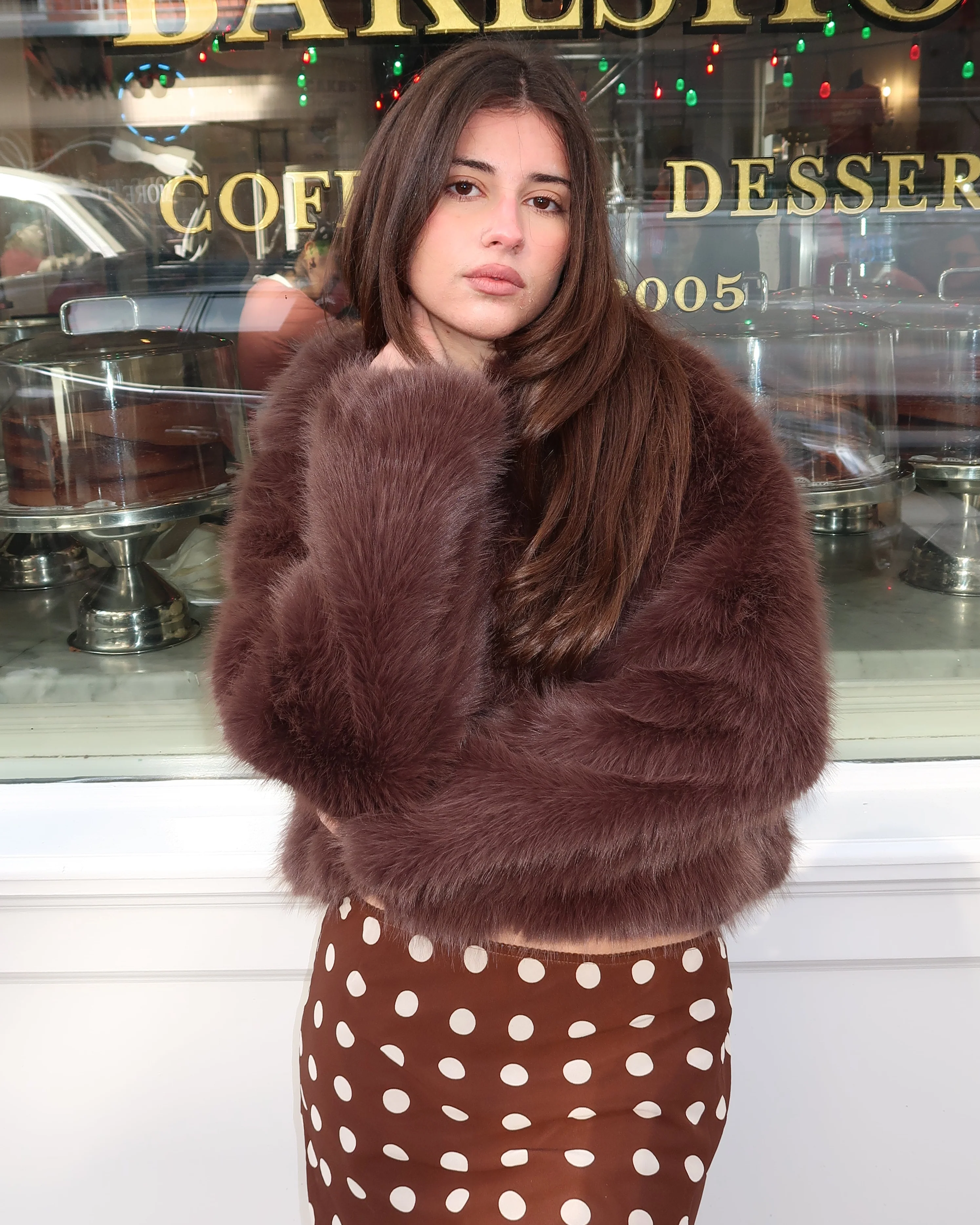 Christina Fur Jacket in Coffee - Image 2