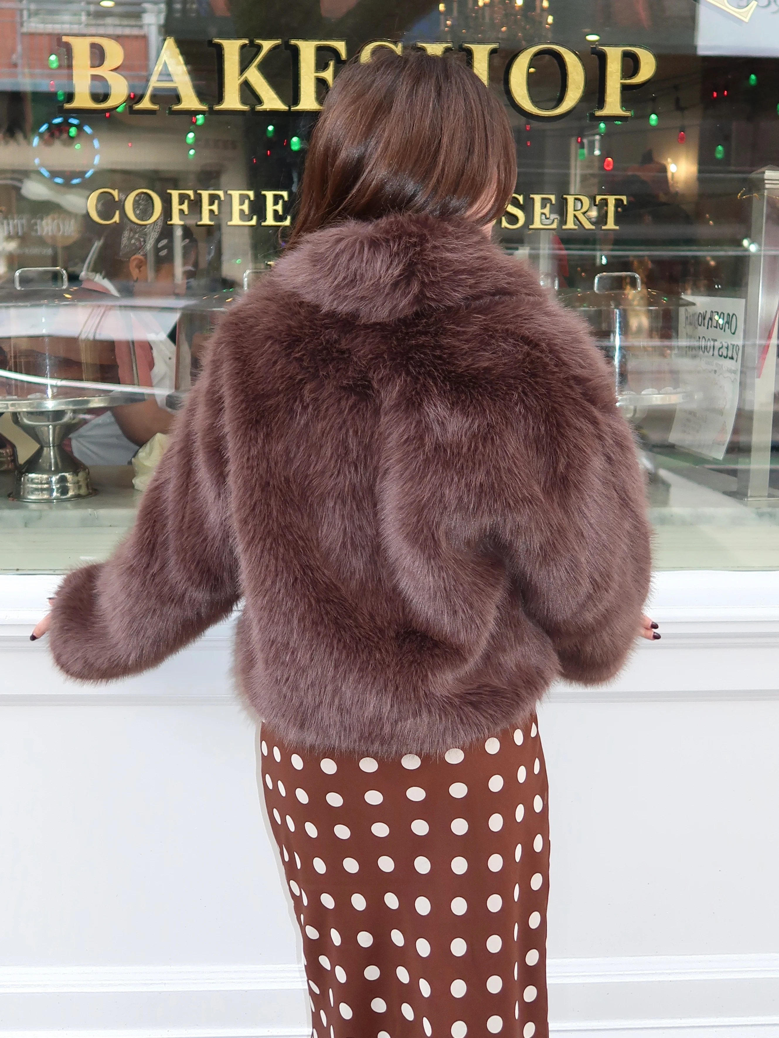 Christina Fur Jacket in Coffee - Image 3