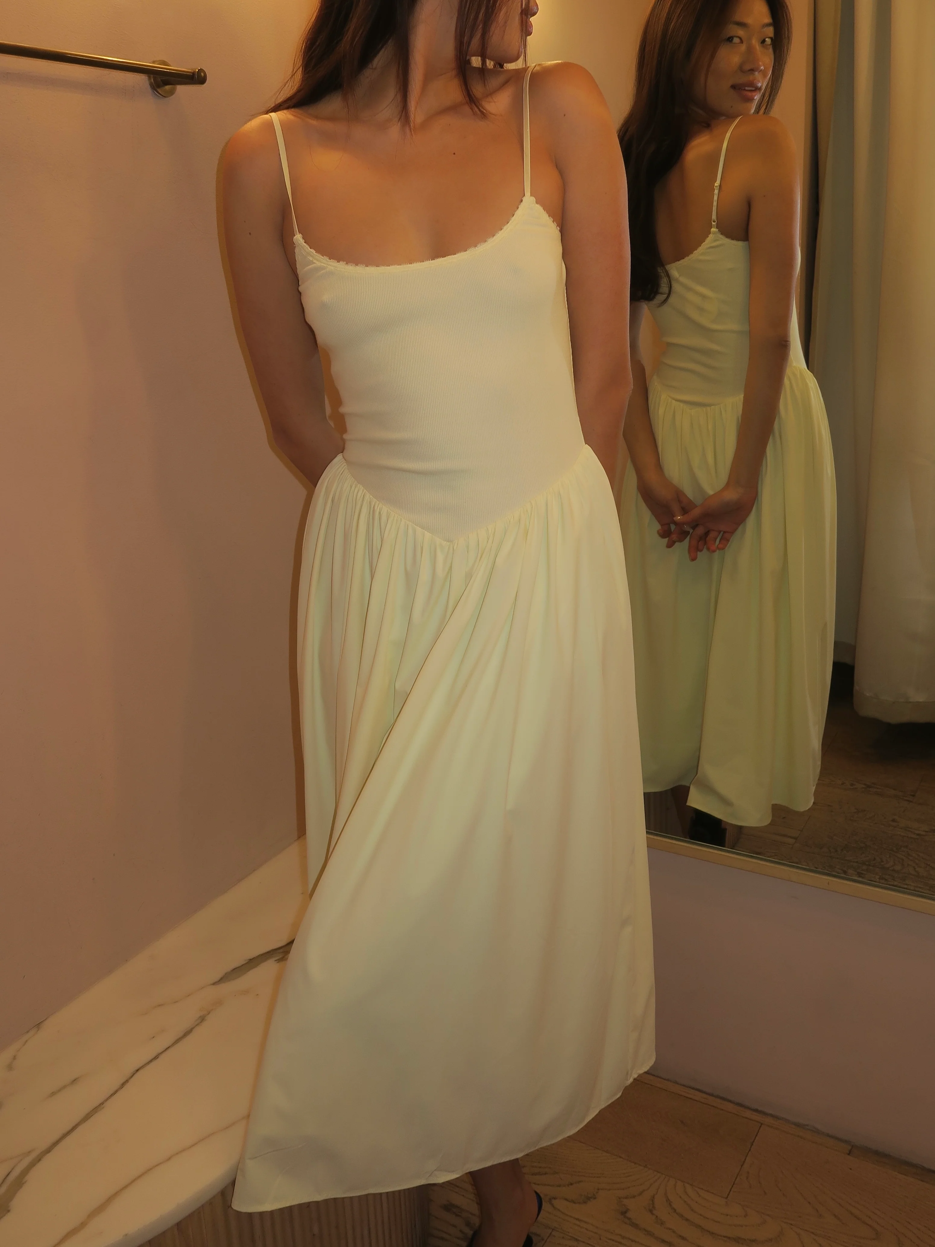 Claudette Midi Dress in Butter - Image 2