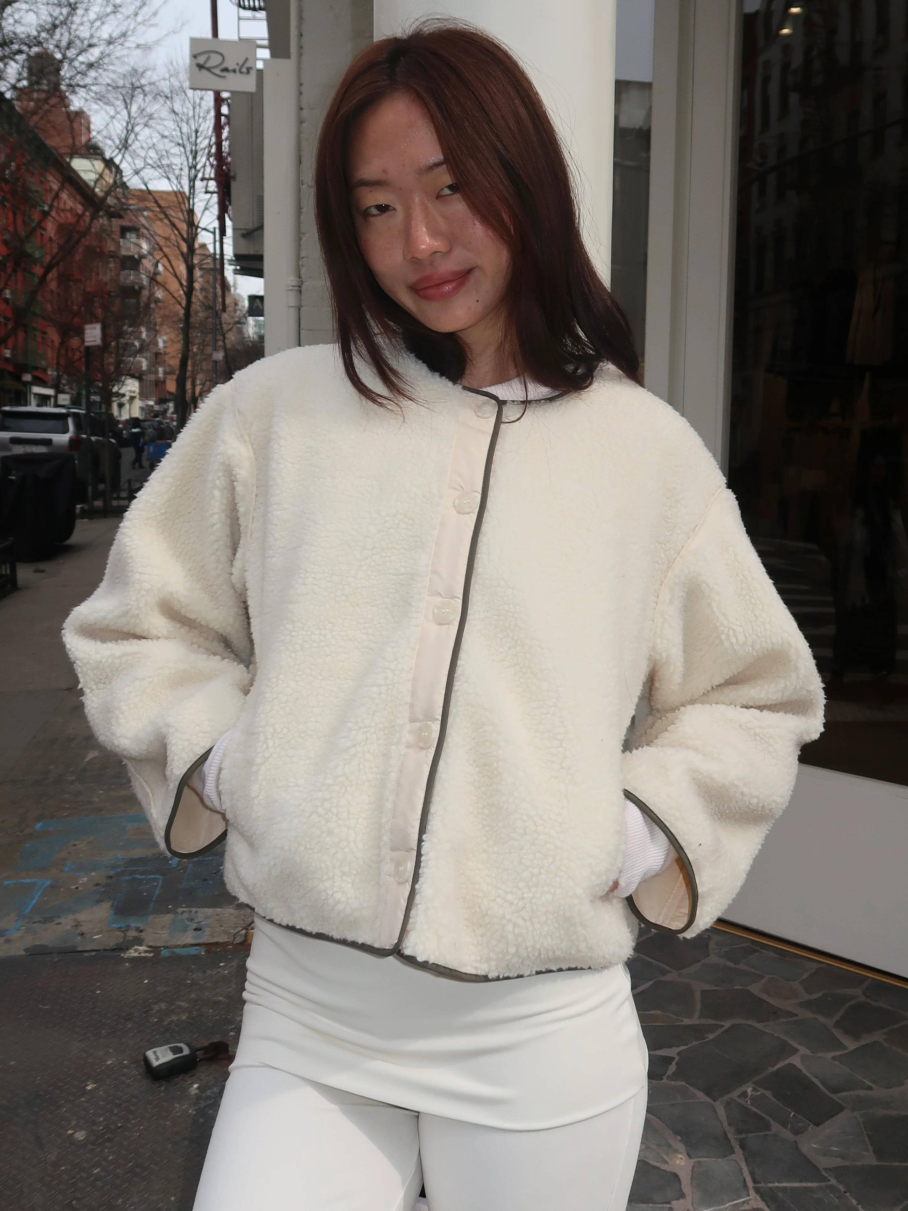 Cocoon Liner Jacket in Vintage White - Image 2