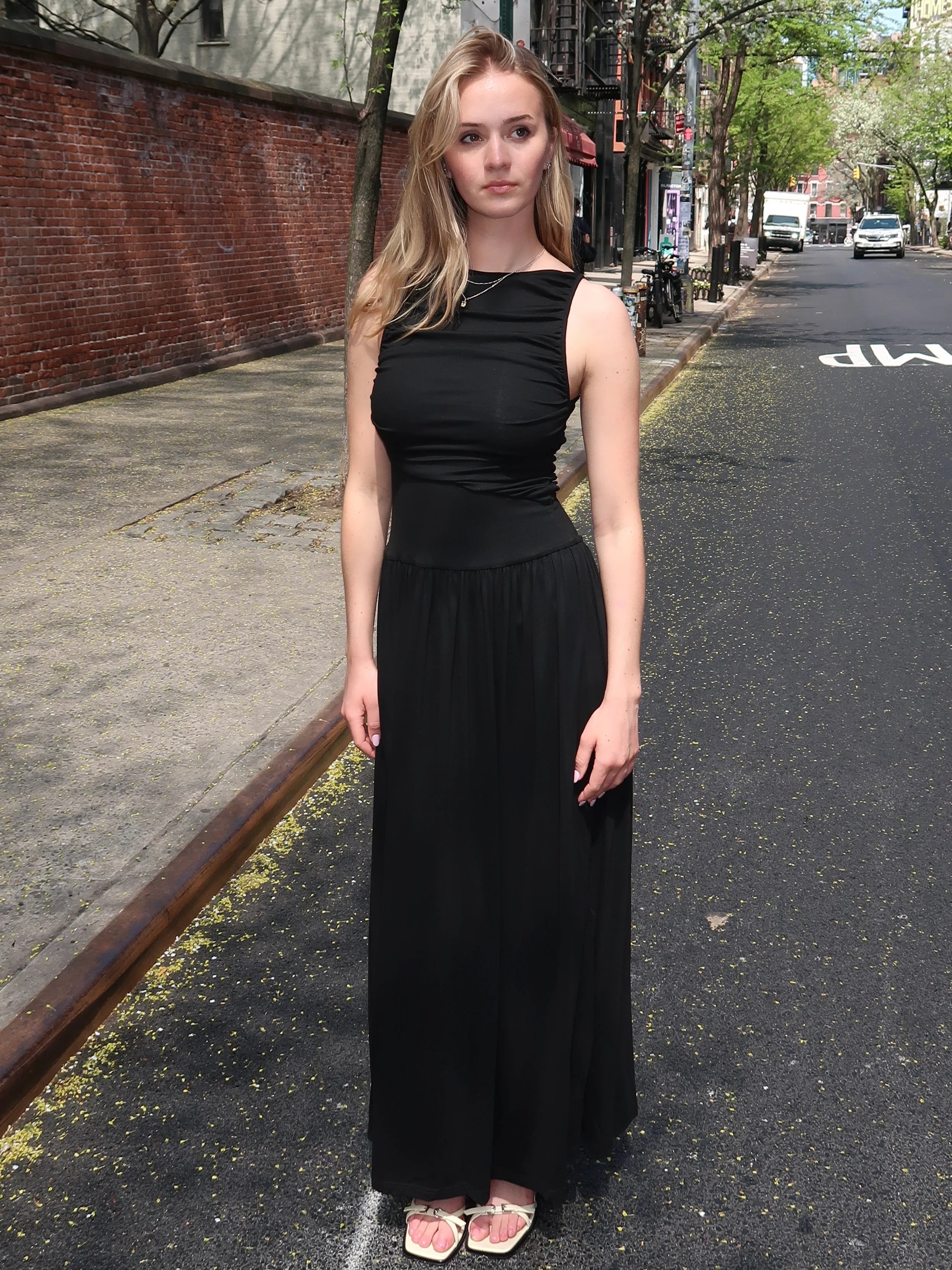 Colby Draped Maxi Dress in Black