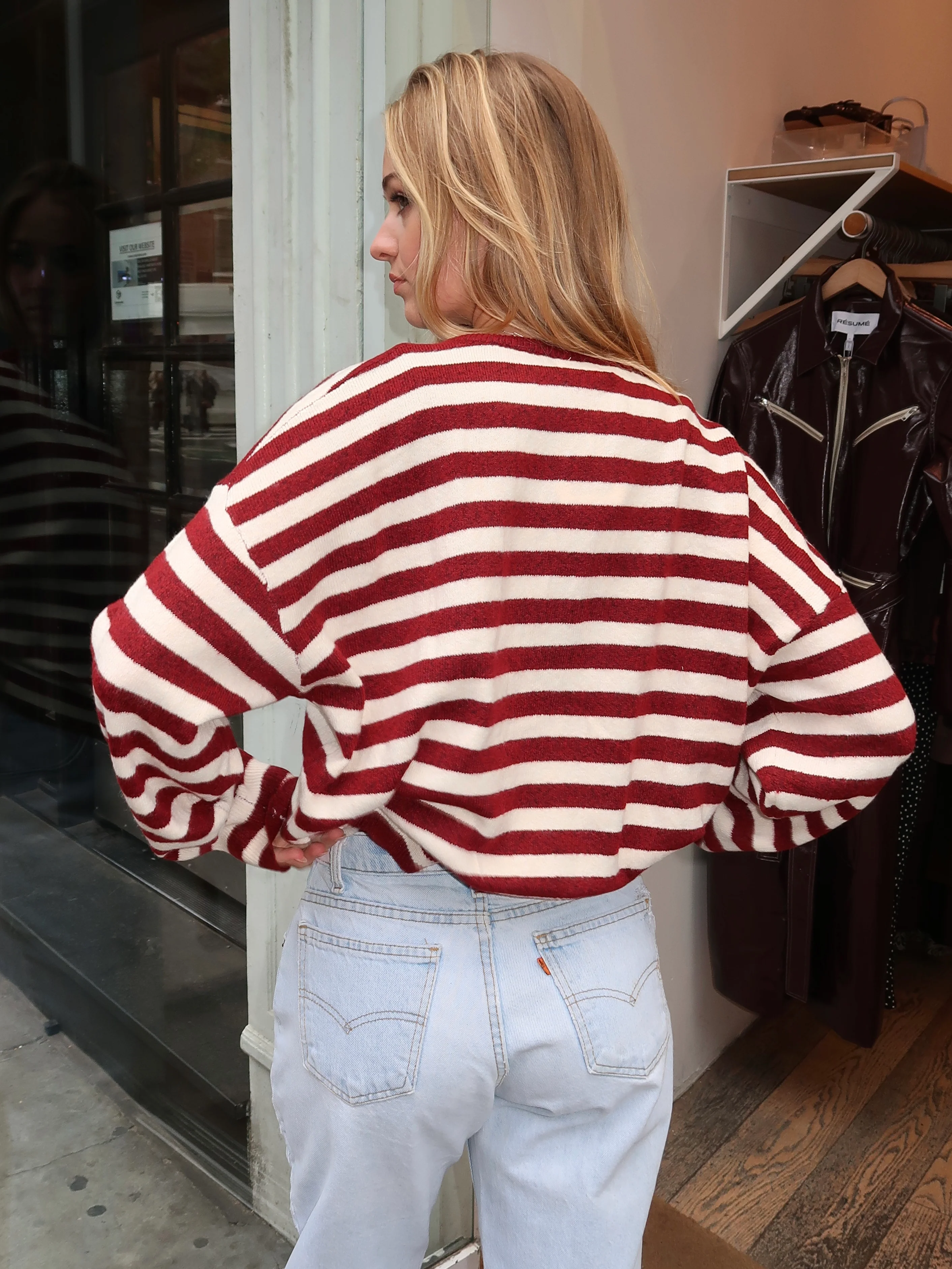 Coletta Knit Cardigan in Crimson - Image 3