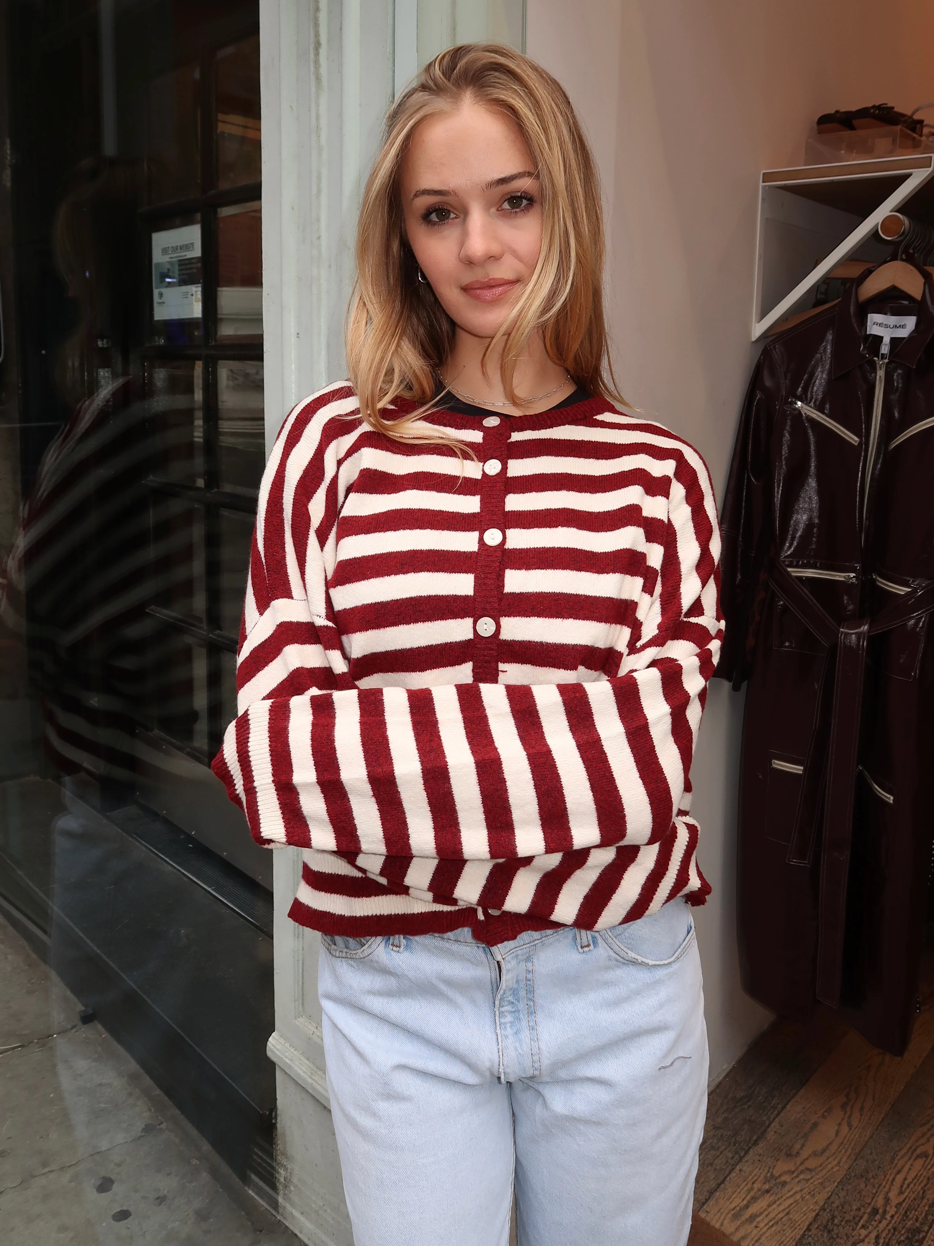 Coletta Knit Cardigan in Crimson - Image 4
