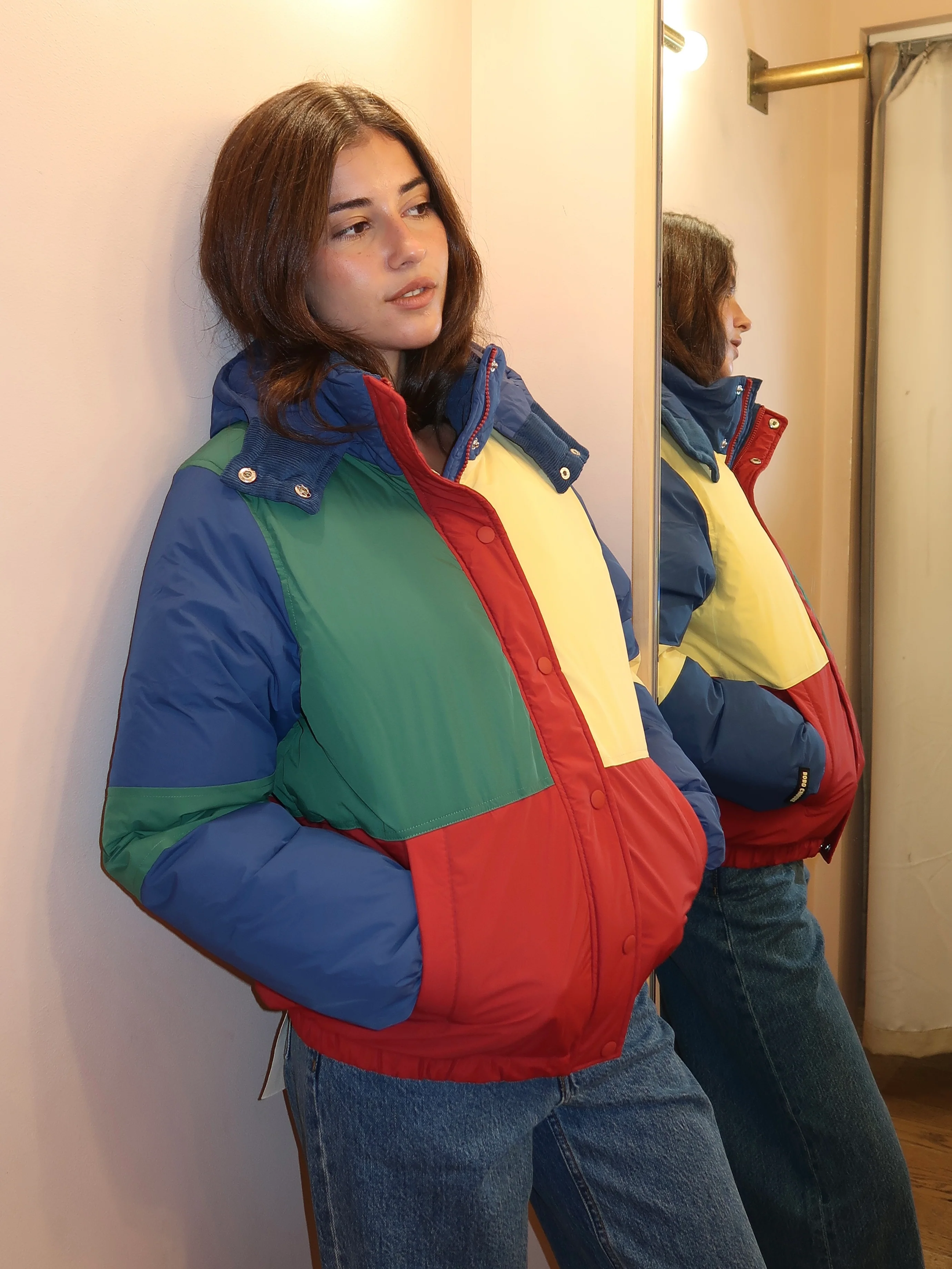 Color Block Padded Puffer in Multi - Image 4