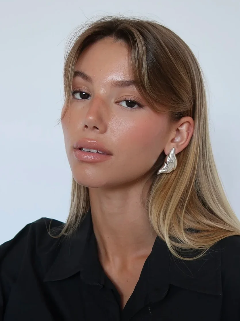 Croissant Earrings in Silver - Image 2